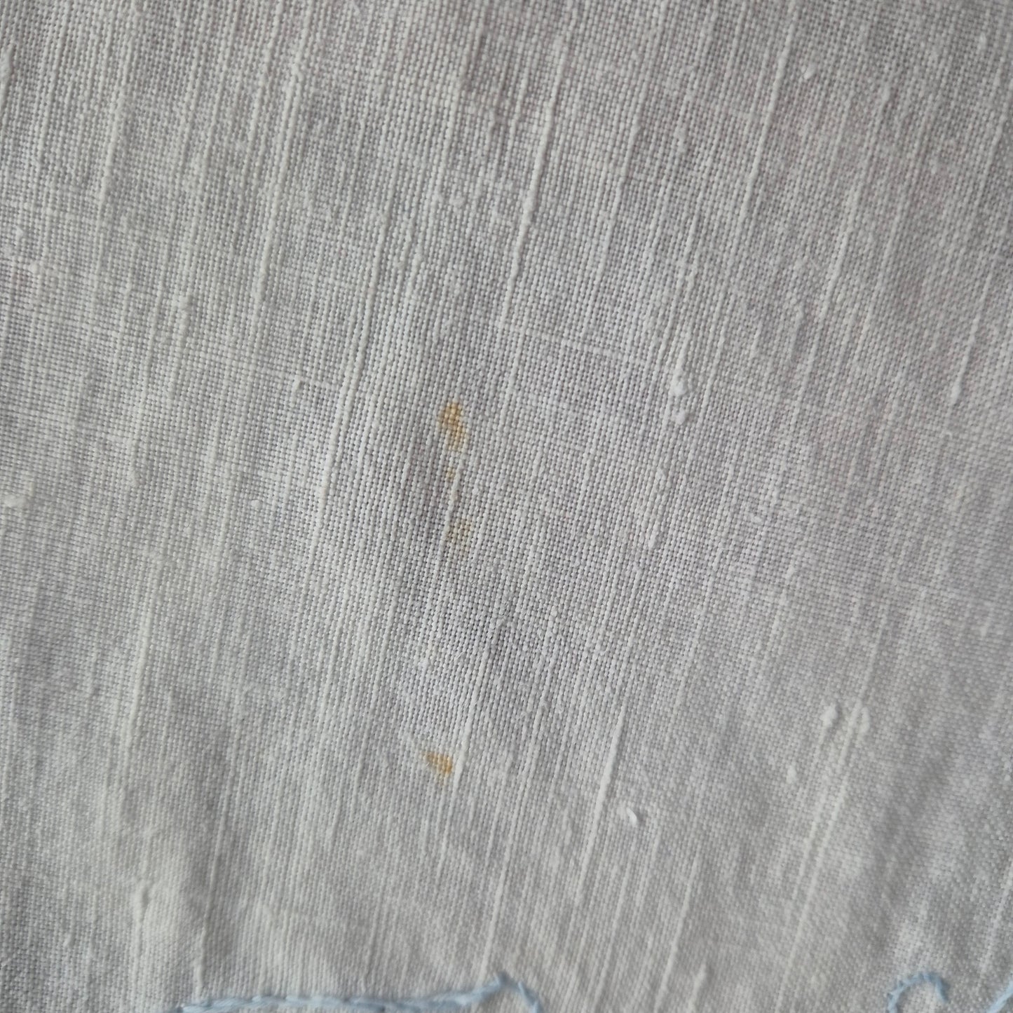 Antikes Überhandtuch Gardine blau weiß handmade 80x109cm Mini Stockflecken und Monogram M.S.