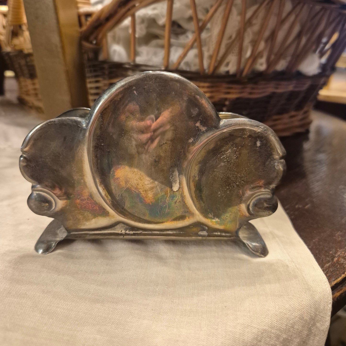 Antiker Chippendale 30er Jahre Serviettenhalter versilbert zum Aufpolieren!