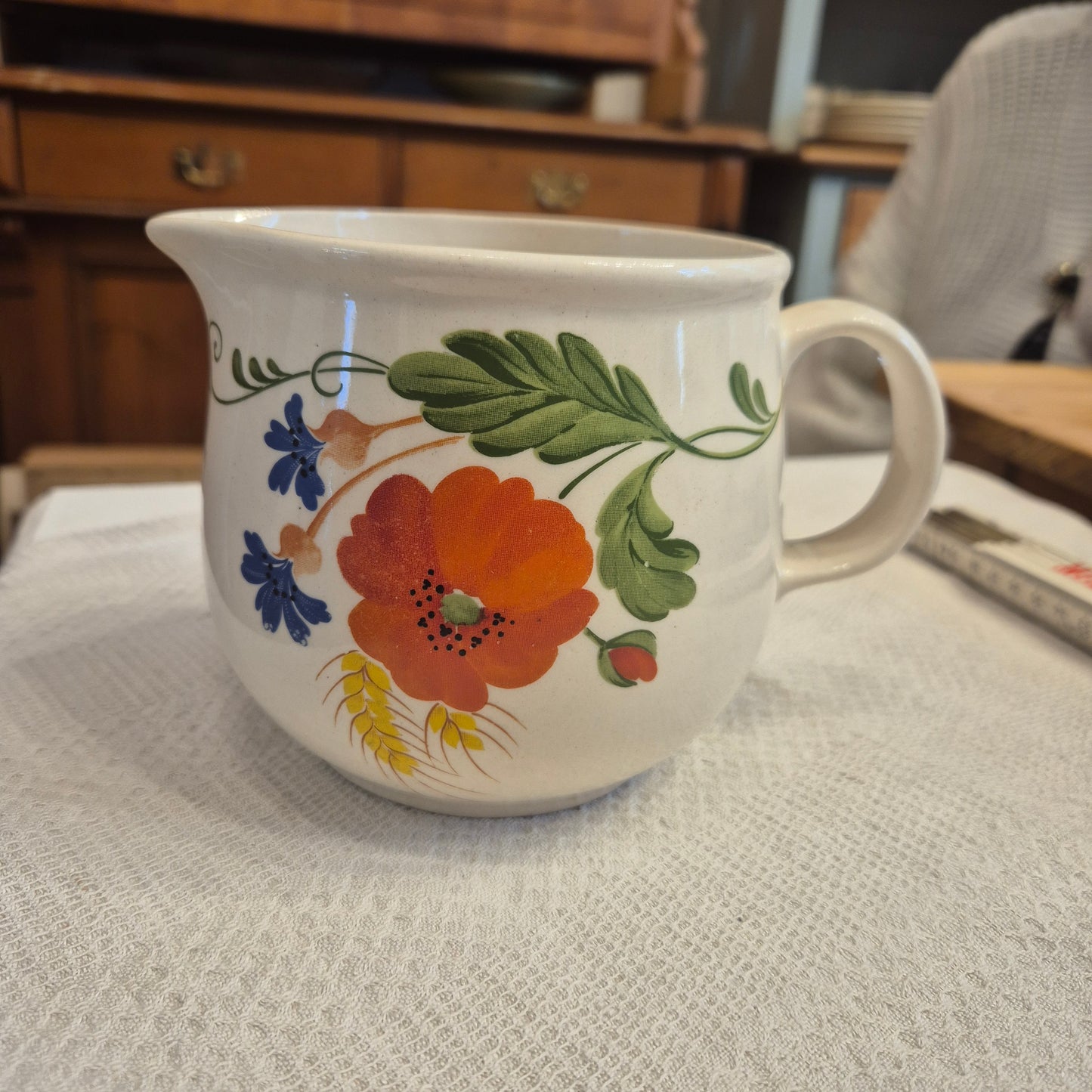 Alter DDR Vintage Krug Landhaus Mohnblume oder als Vase