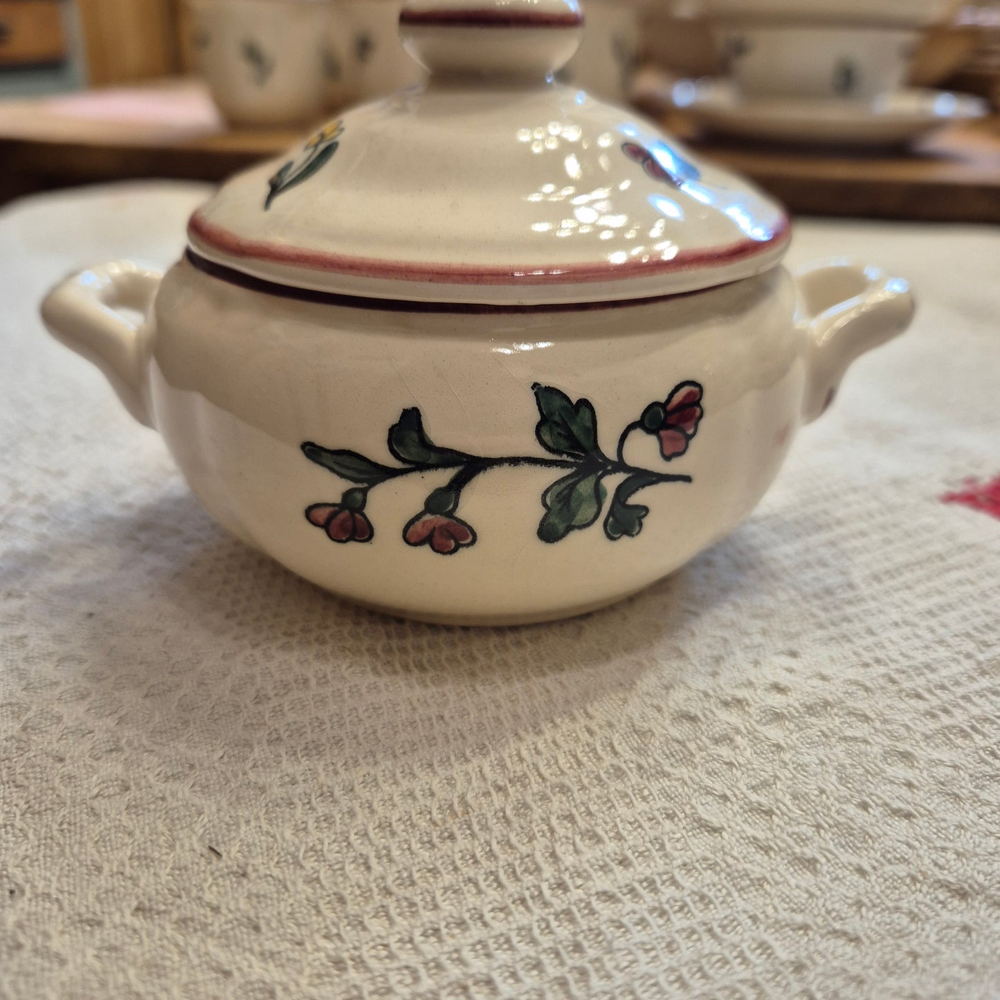 Vintage Zell am Harmersbach Alt Straßburg Deckeldose Zuckerdose Keramik Blumen