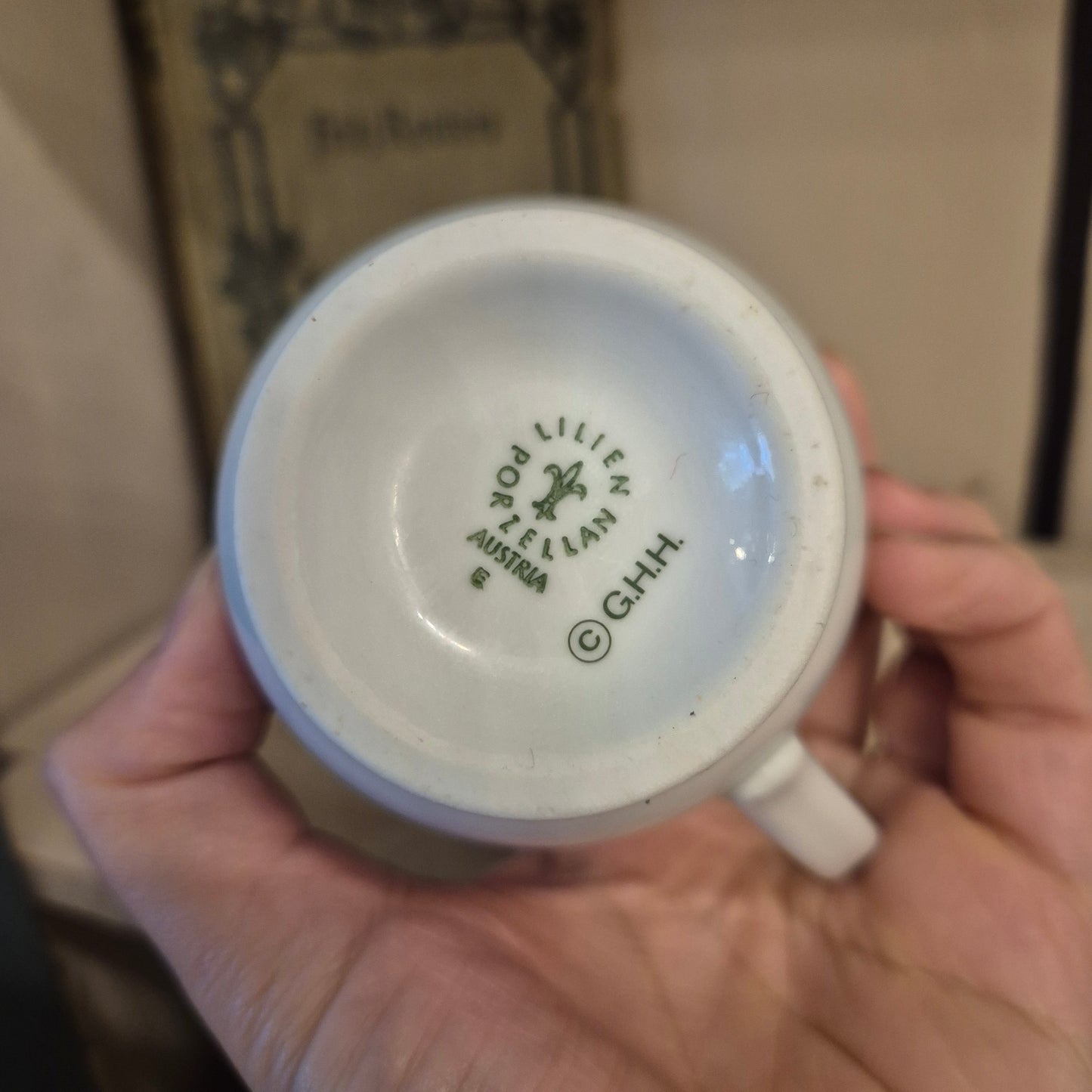 Antike Kindertasse Kakao Tasse Porzellan Lilien Austria Struwwelpeter Suppenkasper