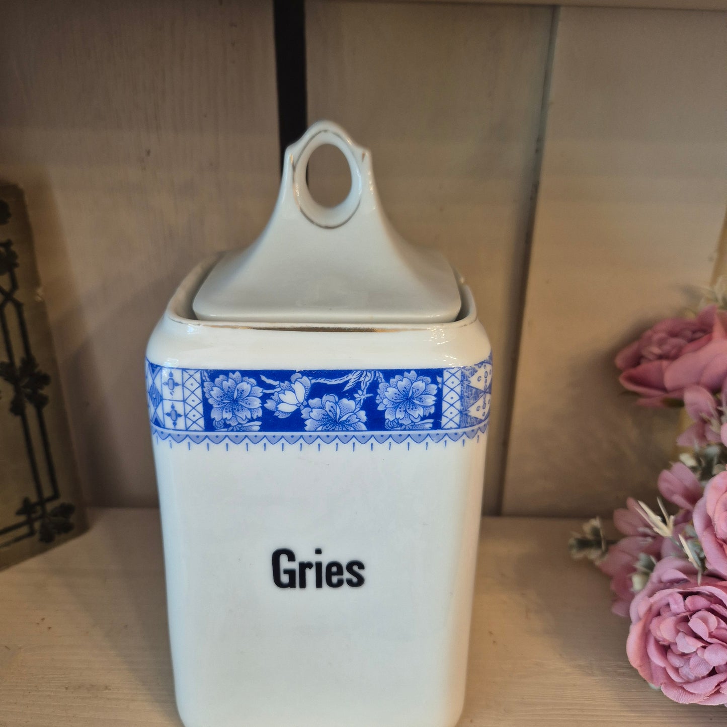 Jugendstil Vorratsdose Weiß Blau Grieß Schwarzenberg Germany