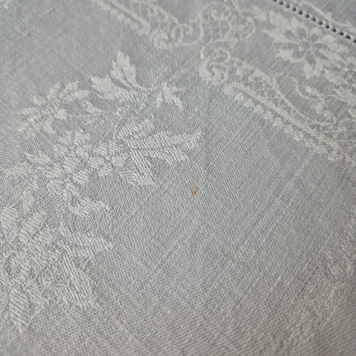 4x Antike Jugendstil Servietten mit Monogramm H.S Damast Baumwolle weiß 35x35cm