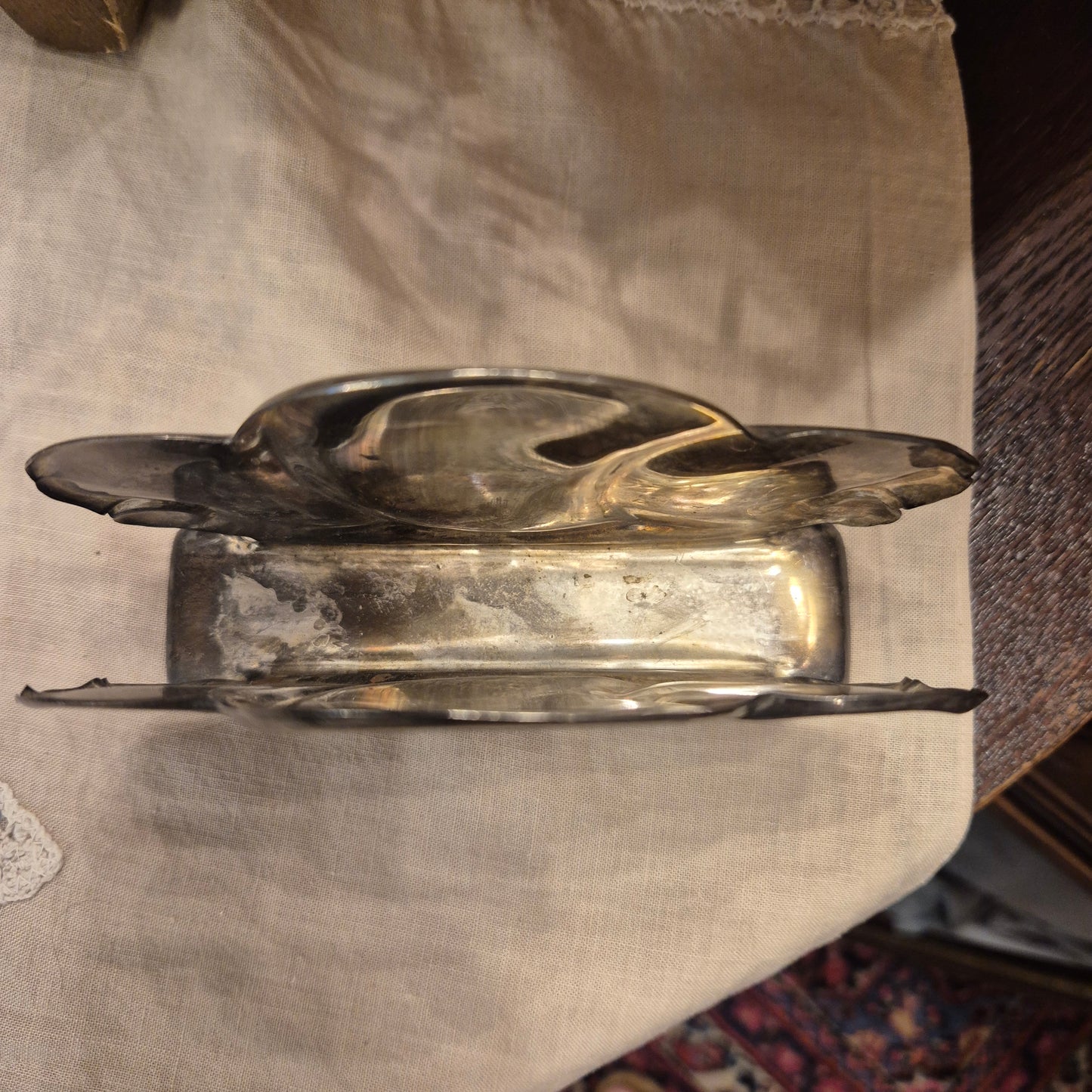 Antiker Chippendale 30er Jahre Serviettenhalter versilbert zum Aufpolieren!