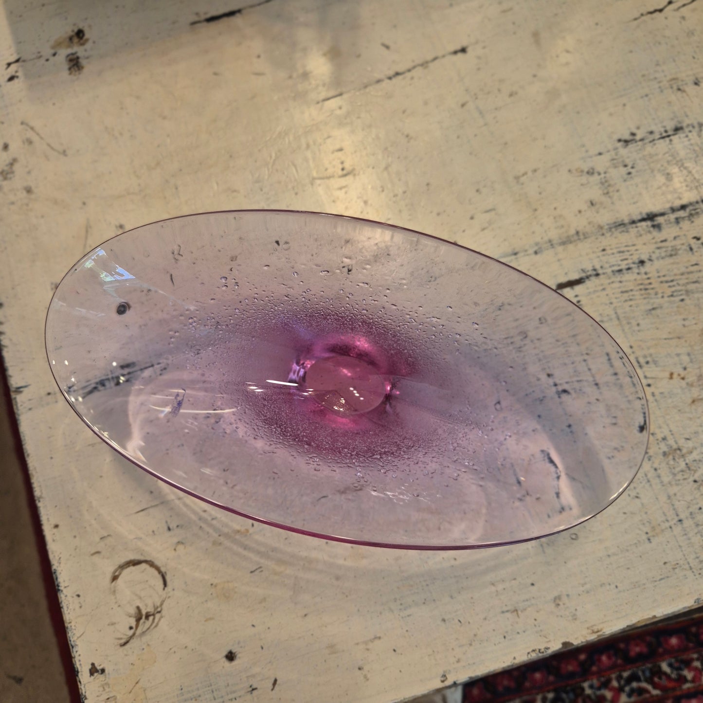 Mid-Century Space Age Glas Schale Kunstglas Vintage Rosa