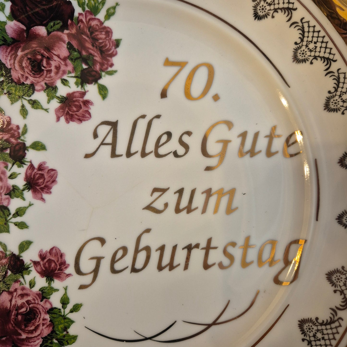 Vintage Porzellan Teller Alles gute zum 70. Geburtstag Erinnerung Geschenk