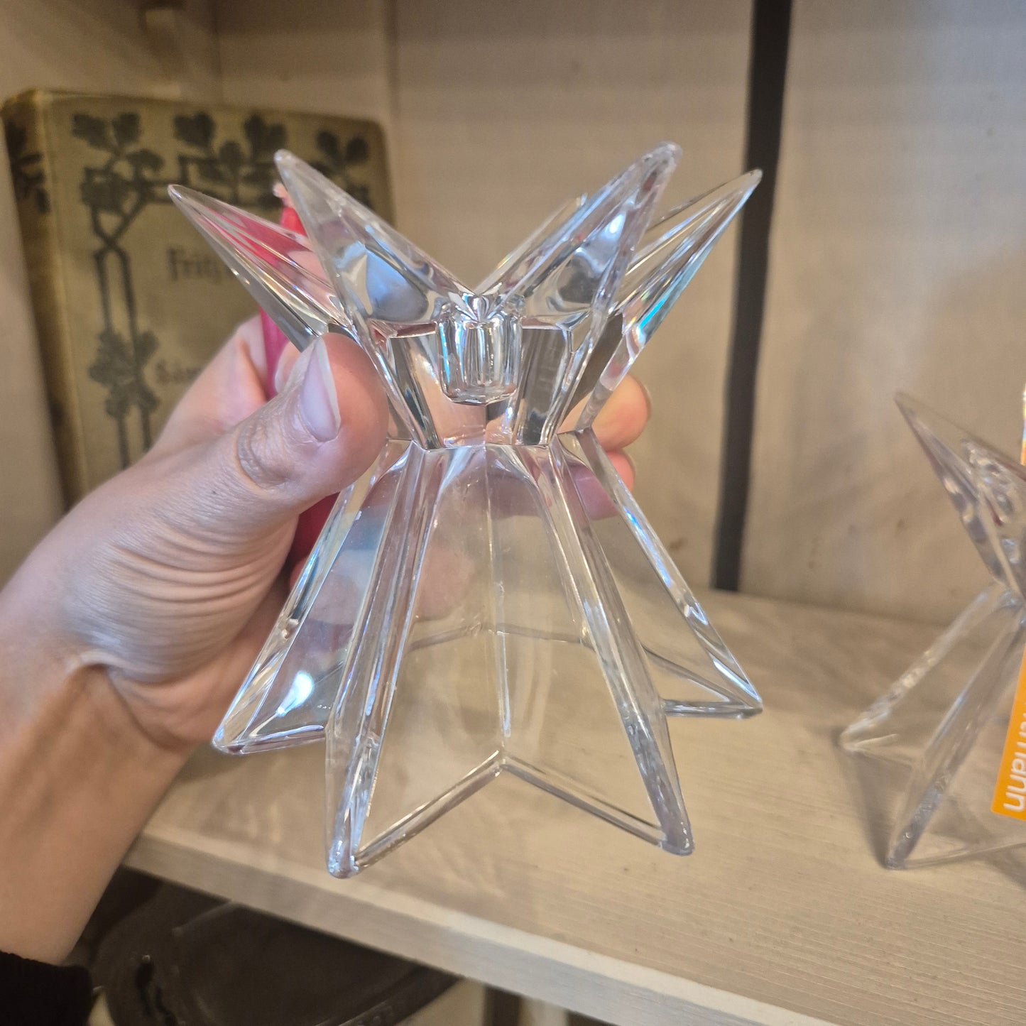 2x Nachtmann Kerzenhalter Glas Sternform für kleine Kerzen
