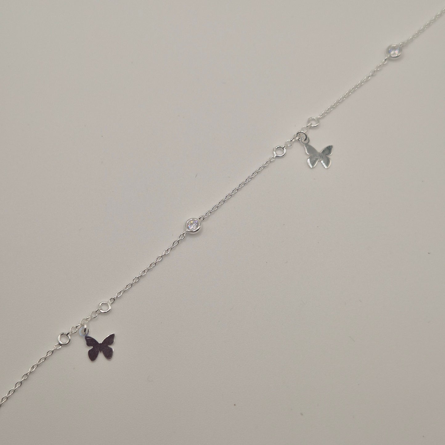 Zartes Fußkettchen Silber 925 Schmetterling