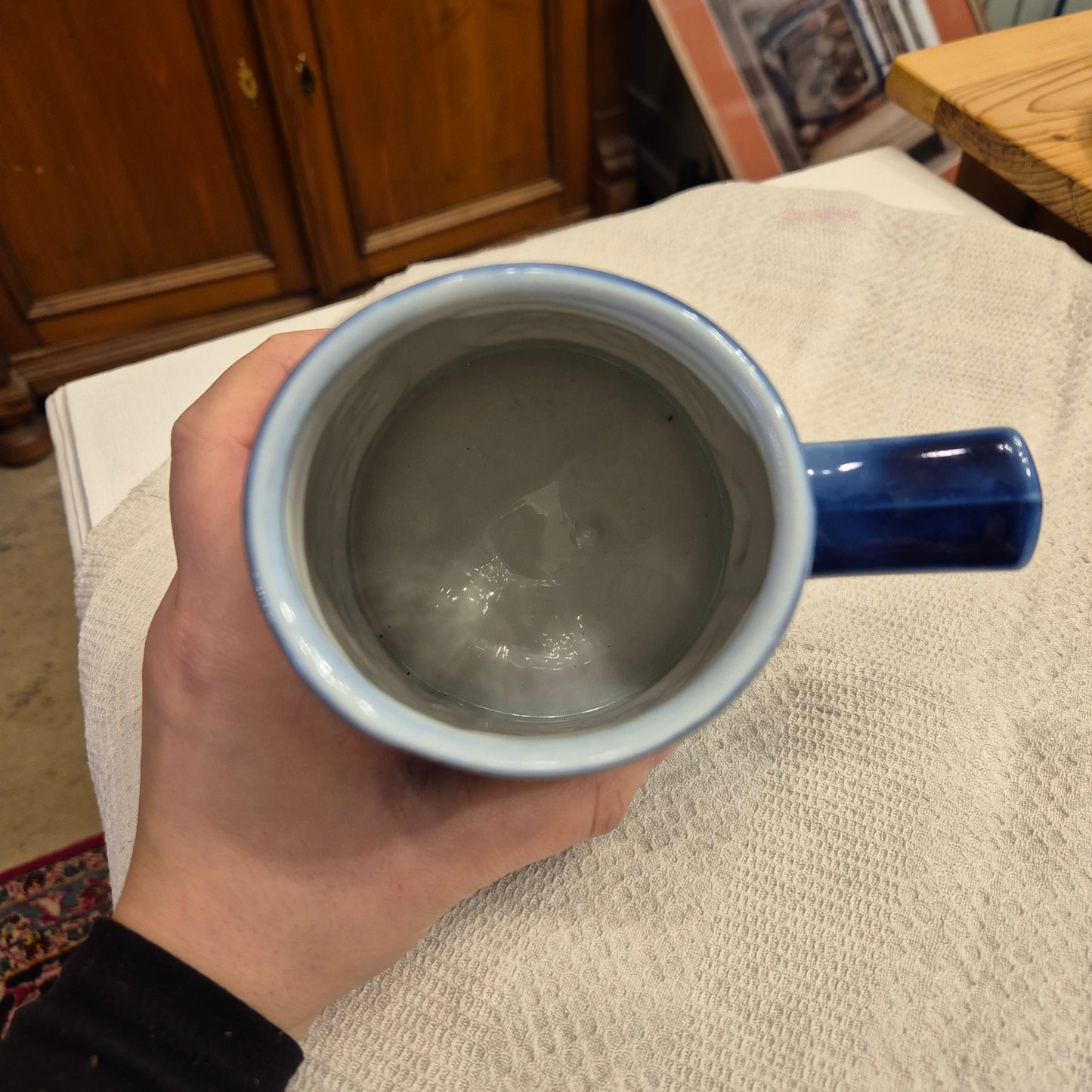 Vintage Keramik Bierkrug oder auch Vase Geschenk blau weiß
