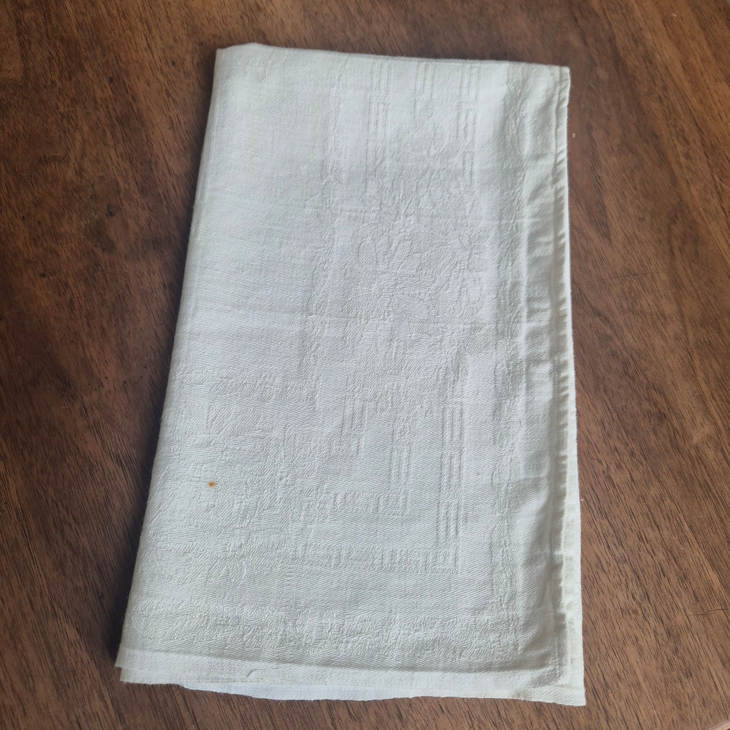 Antike Jugendstil Serviette/Mitteldecke weiß 55x60cm Damast Blumen