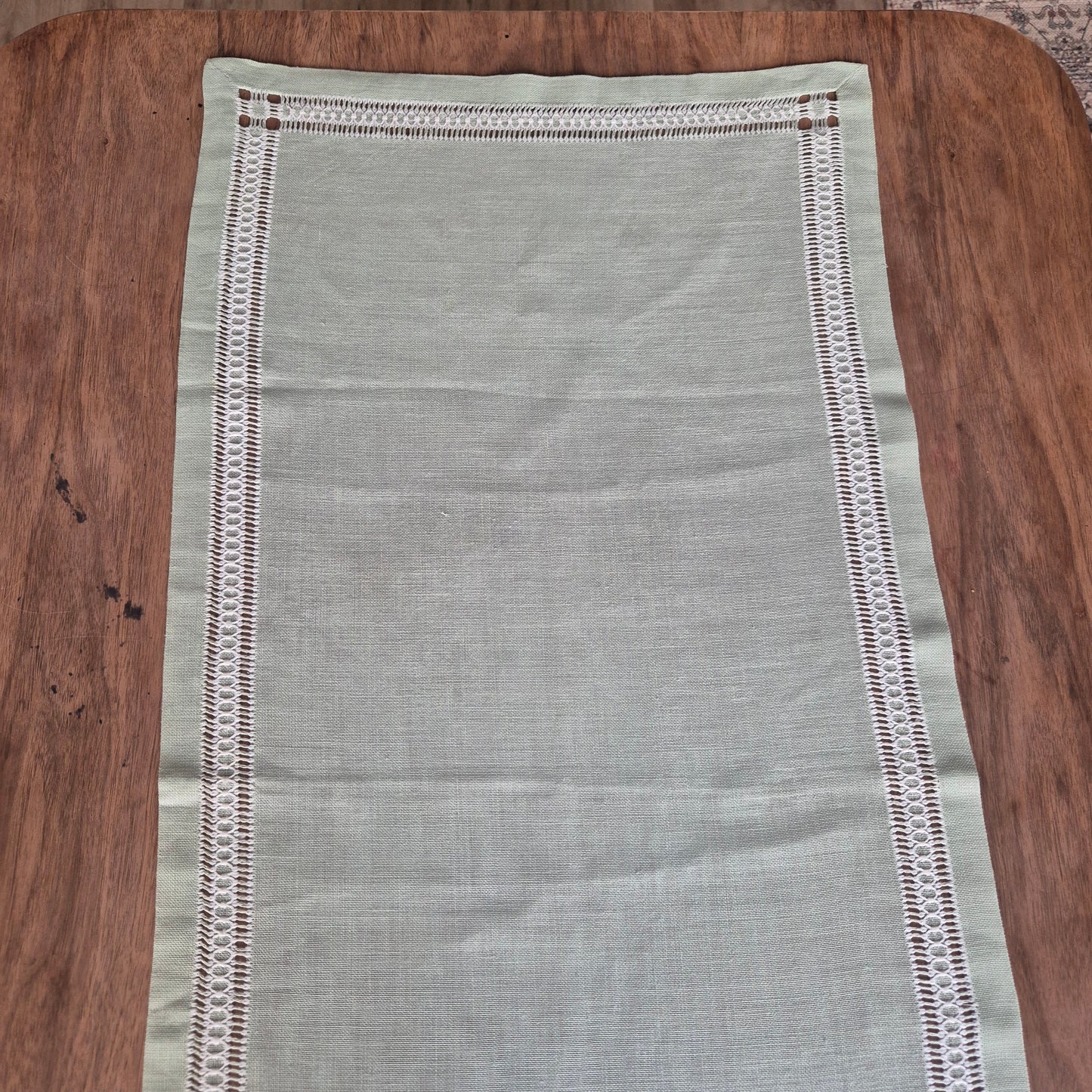 Antike Handgemachte Baumwolle Tischläufer Mintgrün 50x105cm