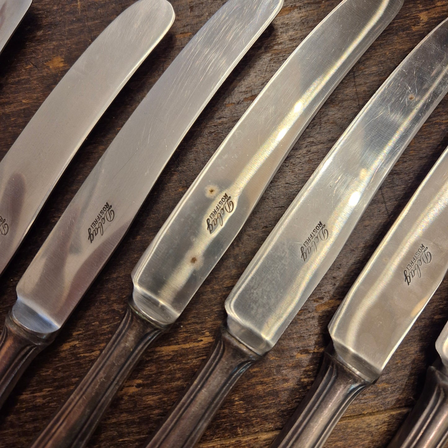11x Antike Debag Rostfrei Messer sehr lang 40er Jahre versilbert 90 - zum aufpolieren!