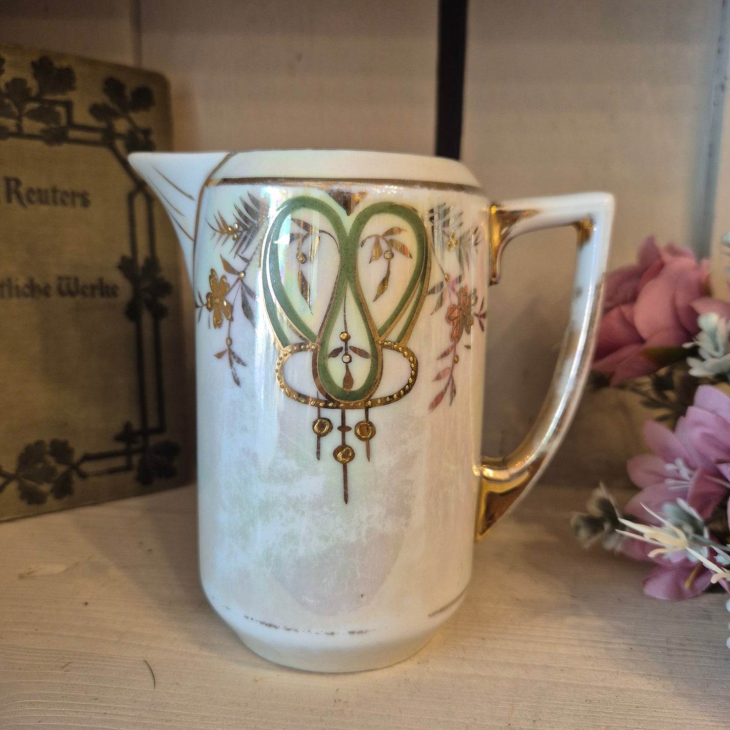 Handbemaltes böhmisches Jugendstil Kännchen Sahnekännchen