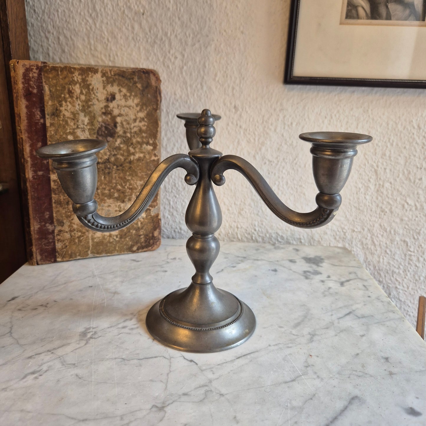 Vintage Royal Holland Pewter Daalderop 3-armiger Kerzenständer Leuchter