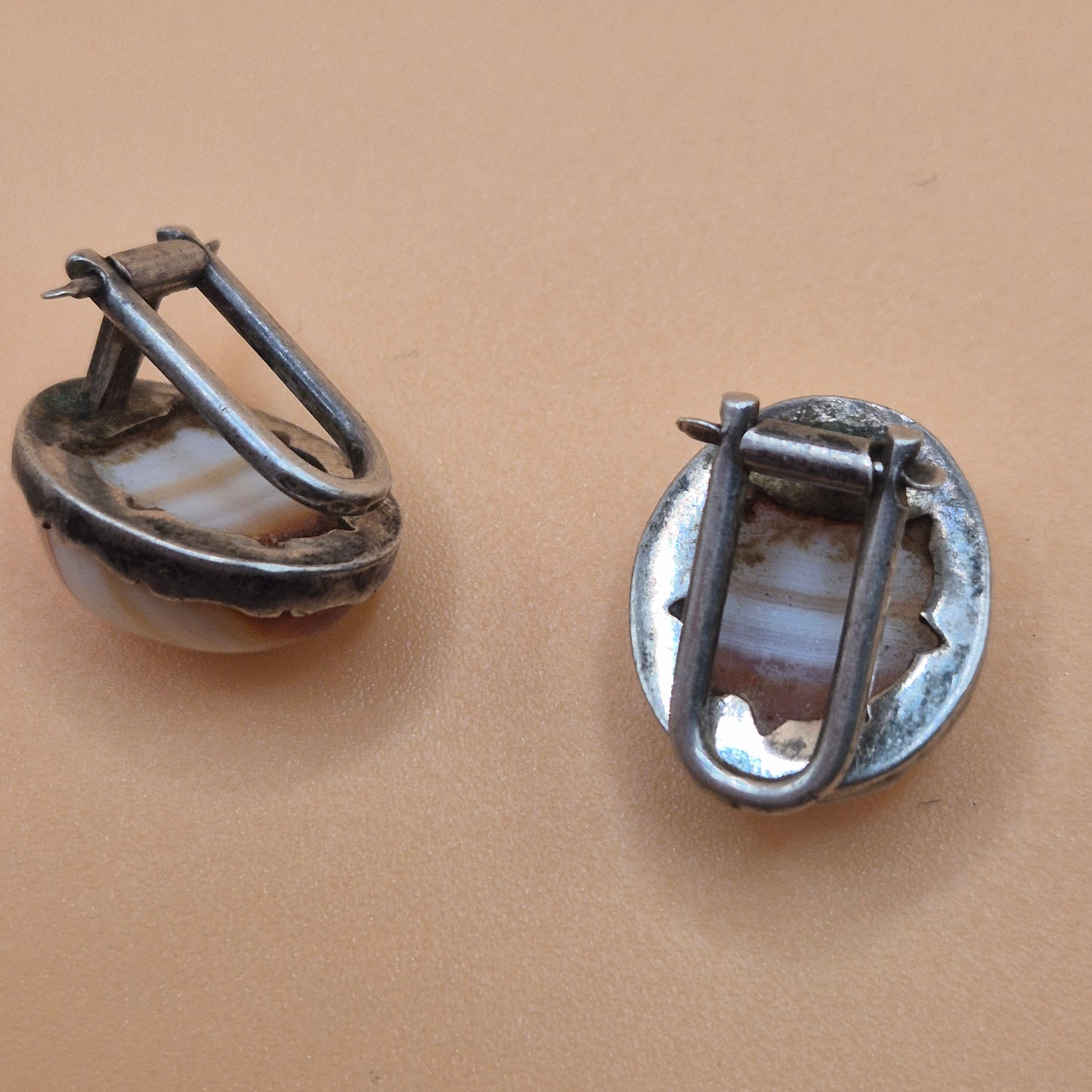 Alte 800er Silber Manschettenknöpfe mit Edelstein