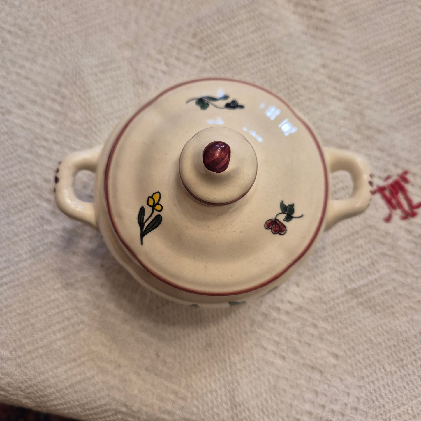 Vintage Zell am Harmersbach Alt Straßburg Deckeldose Zuckerdose Keramik Blumen