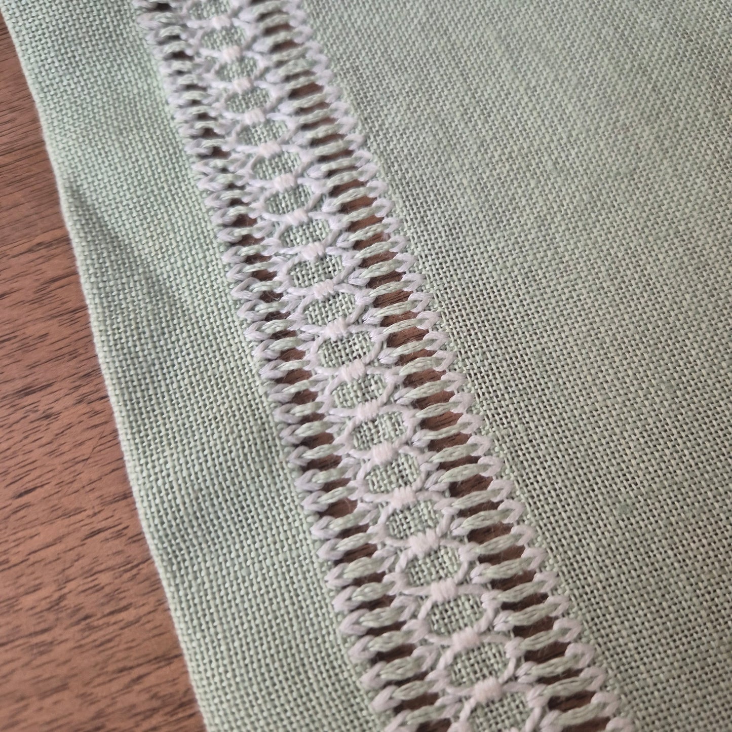 Antike Handgemachte Baumwolle Tischläufer Mintgrün 50x105cm