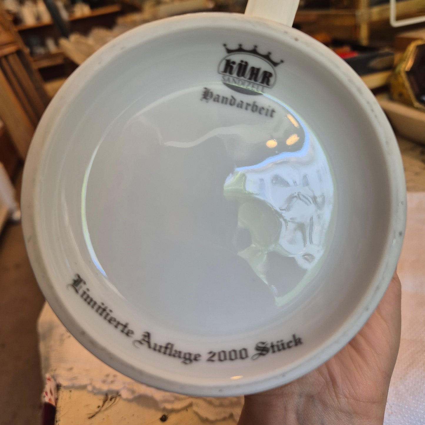 Vintage Porzellan Zinn Bierkrug mit Deckel Geschenk Kühr Sandizell Krug