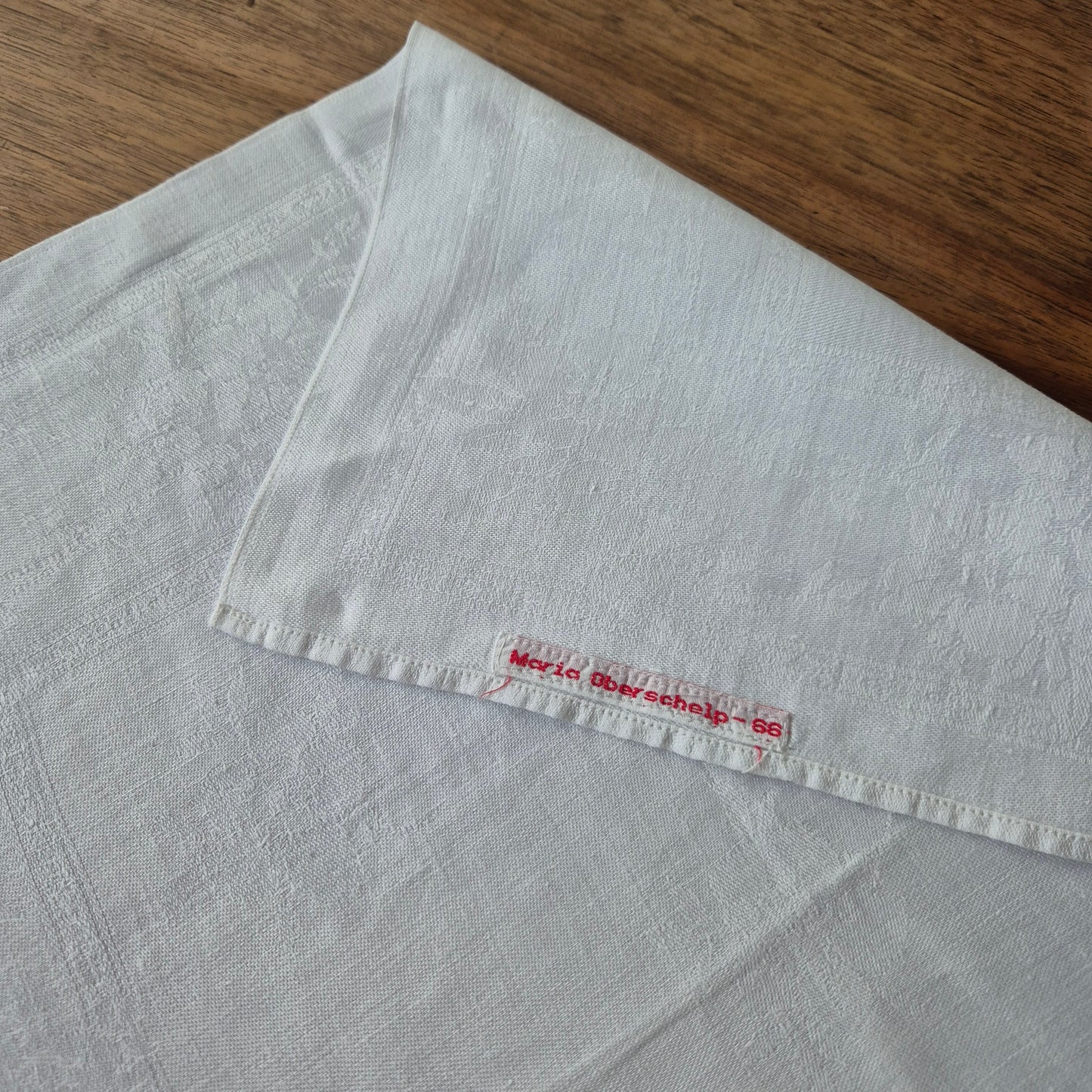 Antike Damast Baumwolle Serviette 46x49cm Mitteldecke weiß