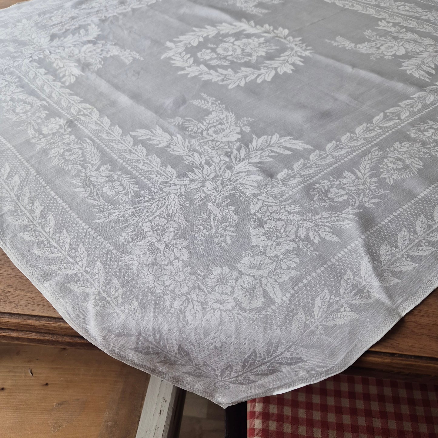 Antike Handgemachte Baumwolle Serviette 75x75cm Mitteldecke Monogramm S.F beschädigt