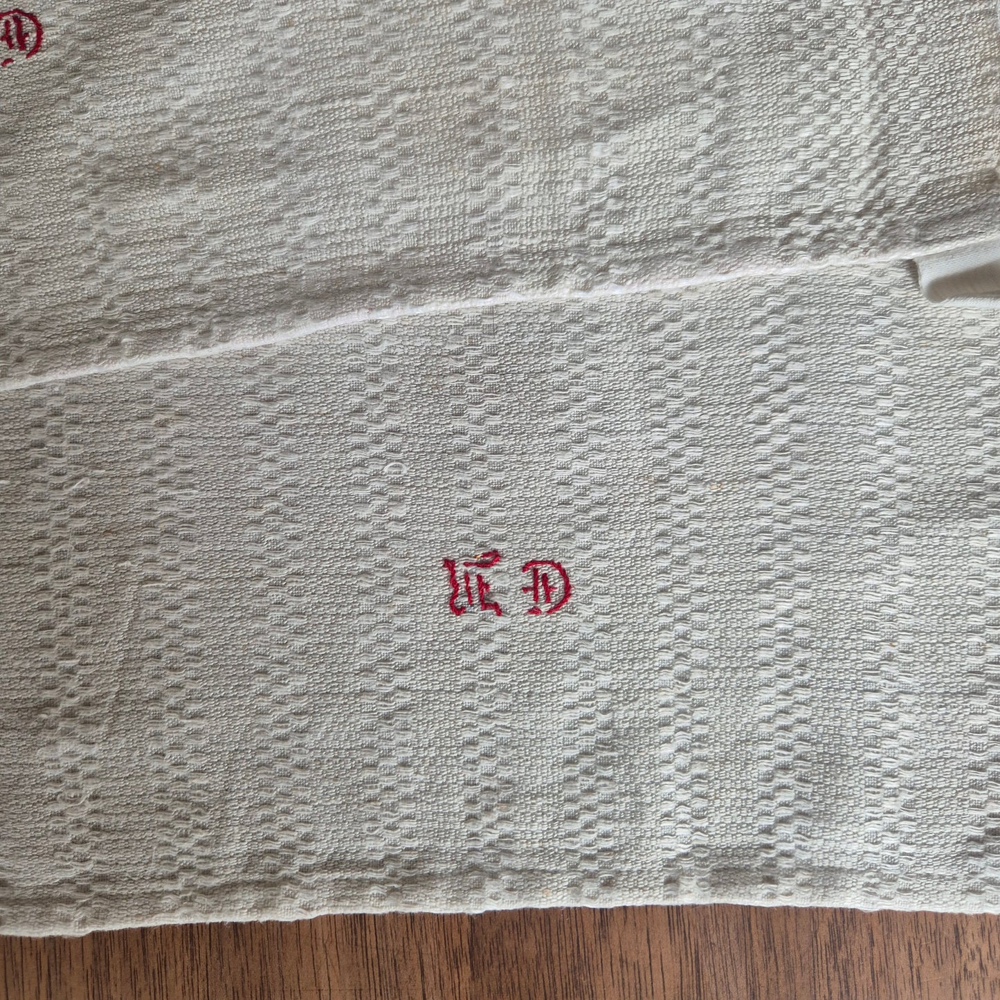 2x Antike Jugendstil Küchen-& Geschirrtücher Leinen cremeweiß Monogramm E.D. 🤍