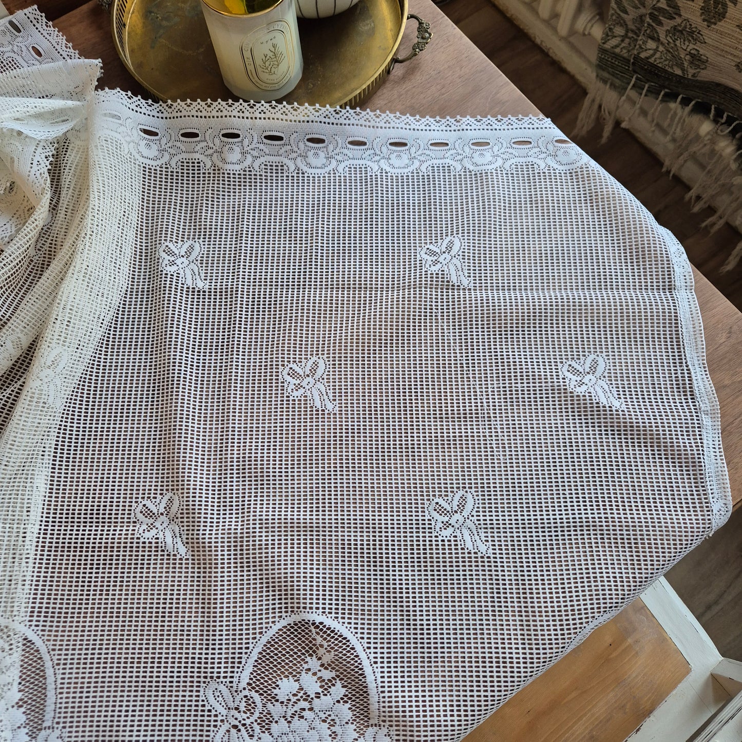 1x Vintage Scheibengardine Gardine 88x 180cm für Stange ein Fenster Polyester