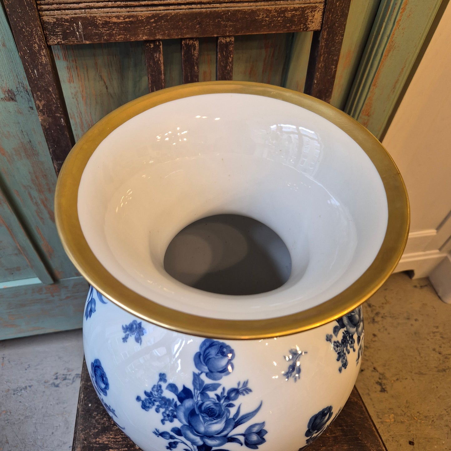 Antike große Porzellan Vase Schuhmann Bavaria Arzberg Germany Echt Kobalt blau weiß gold