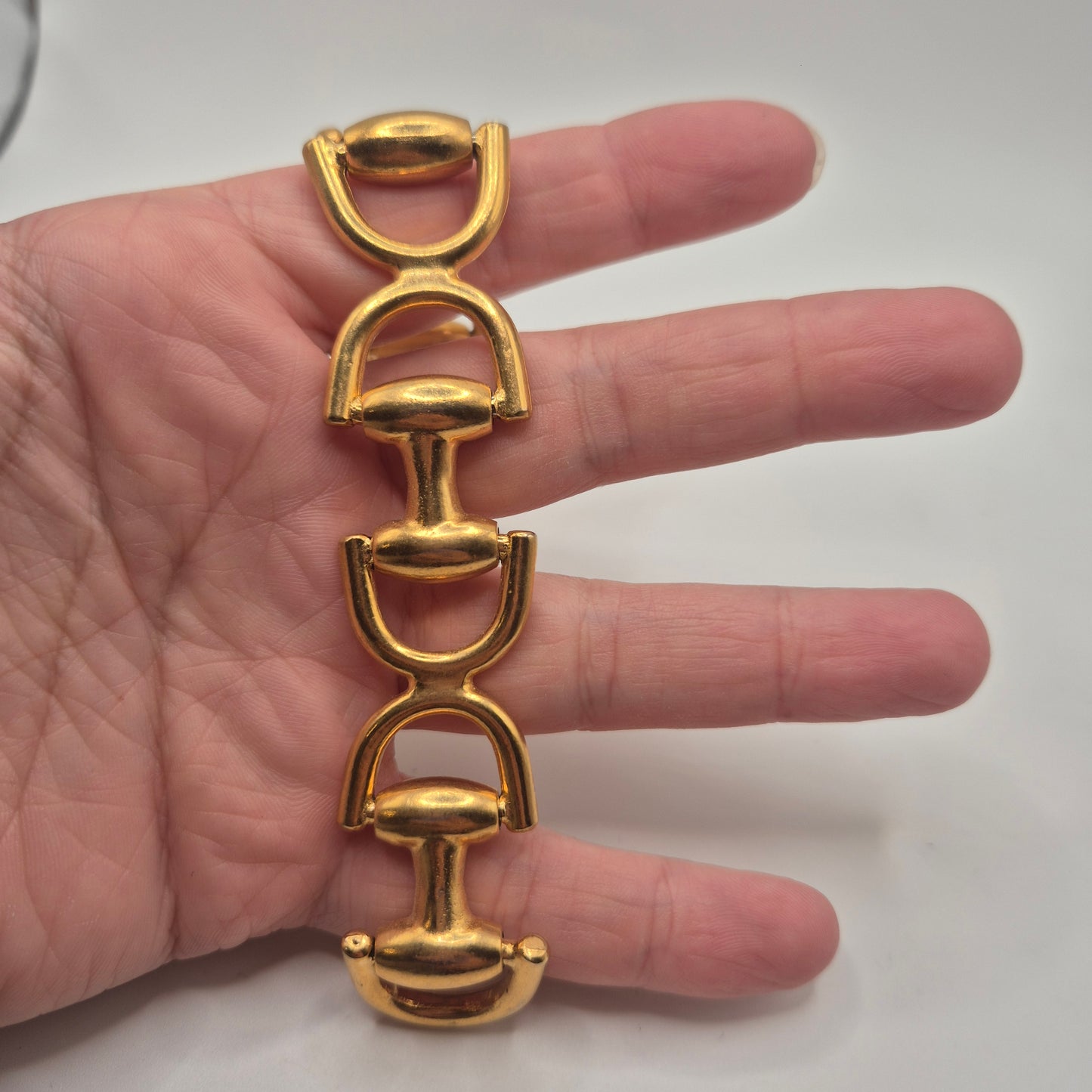 Goldenes Vintage Armband massiv Metall Statement 80er Jahre Anker