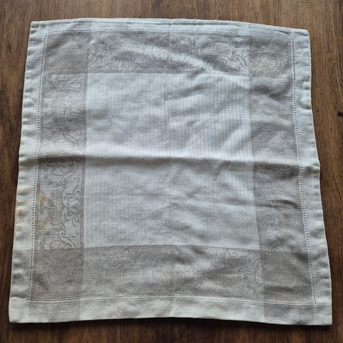 Antiker Kissenbezug Kissenhülle klein 50x50cm Leinen Baumwolle mit Flecken!