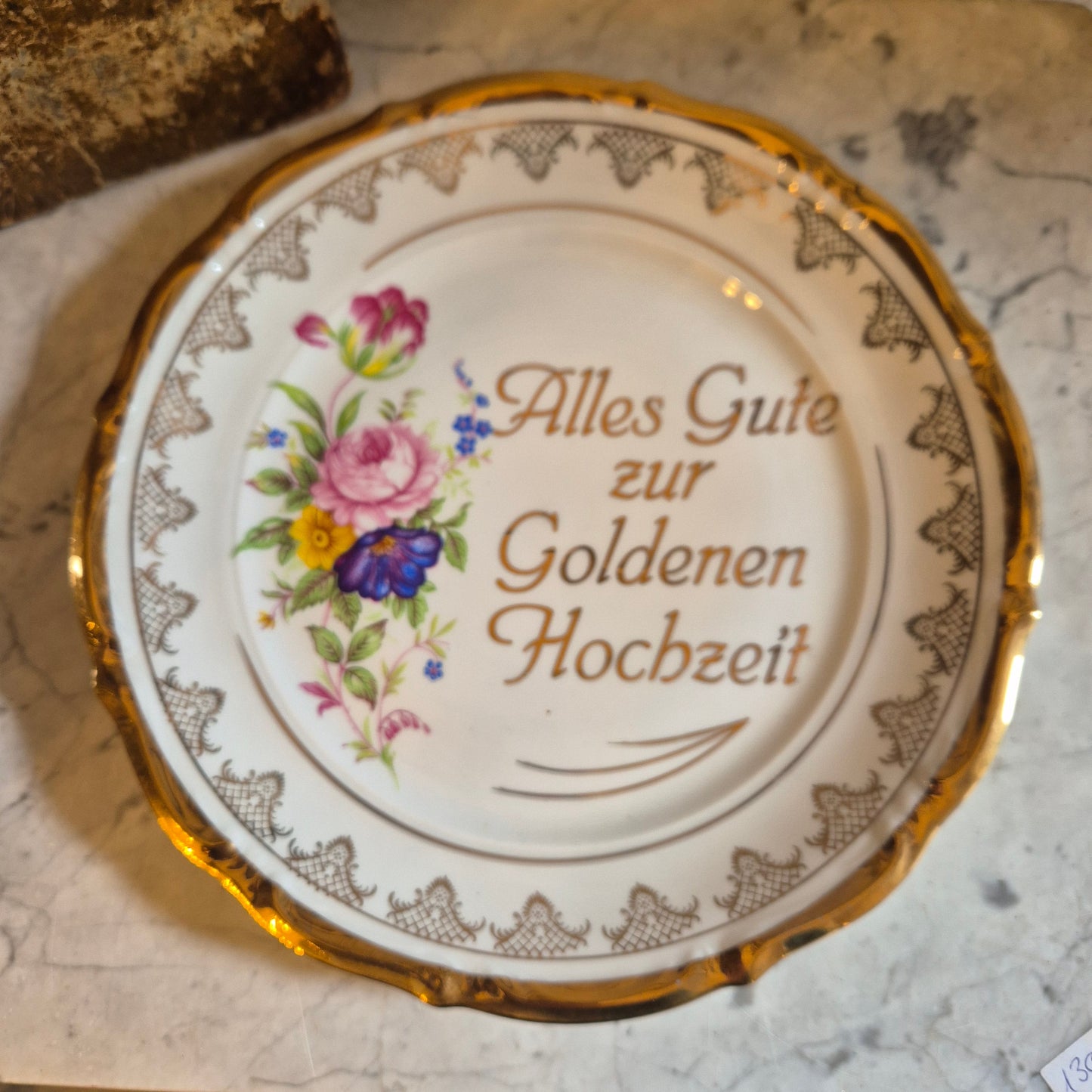 Vintage Geschenk zur Goldenen Hochzeit Porzellan Teller