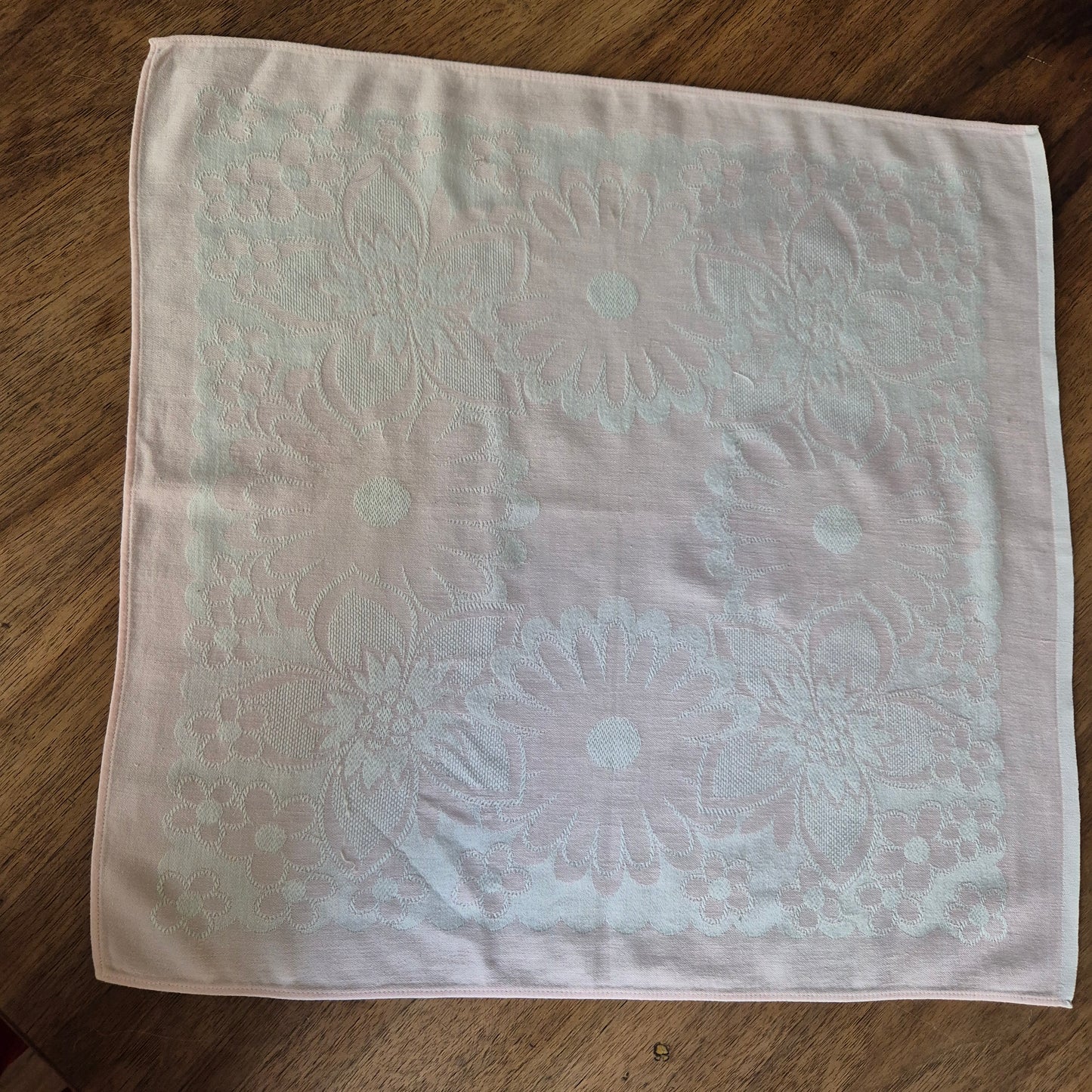 Vintage Rosa weiß Damast Baumwolle Serviette 45x47cm