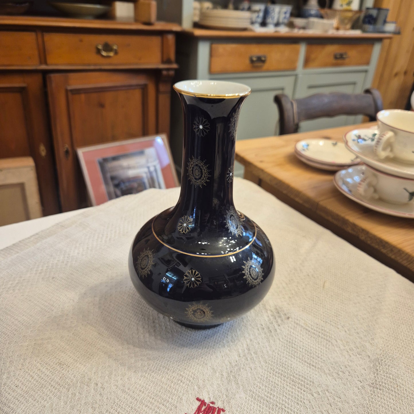 Antike Volkstedt Porzellan Vase Echt Kobalt Blau gold handbemalt