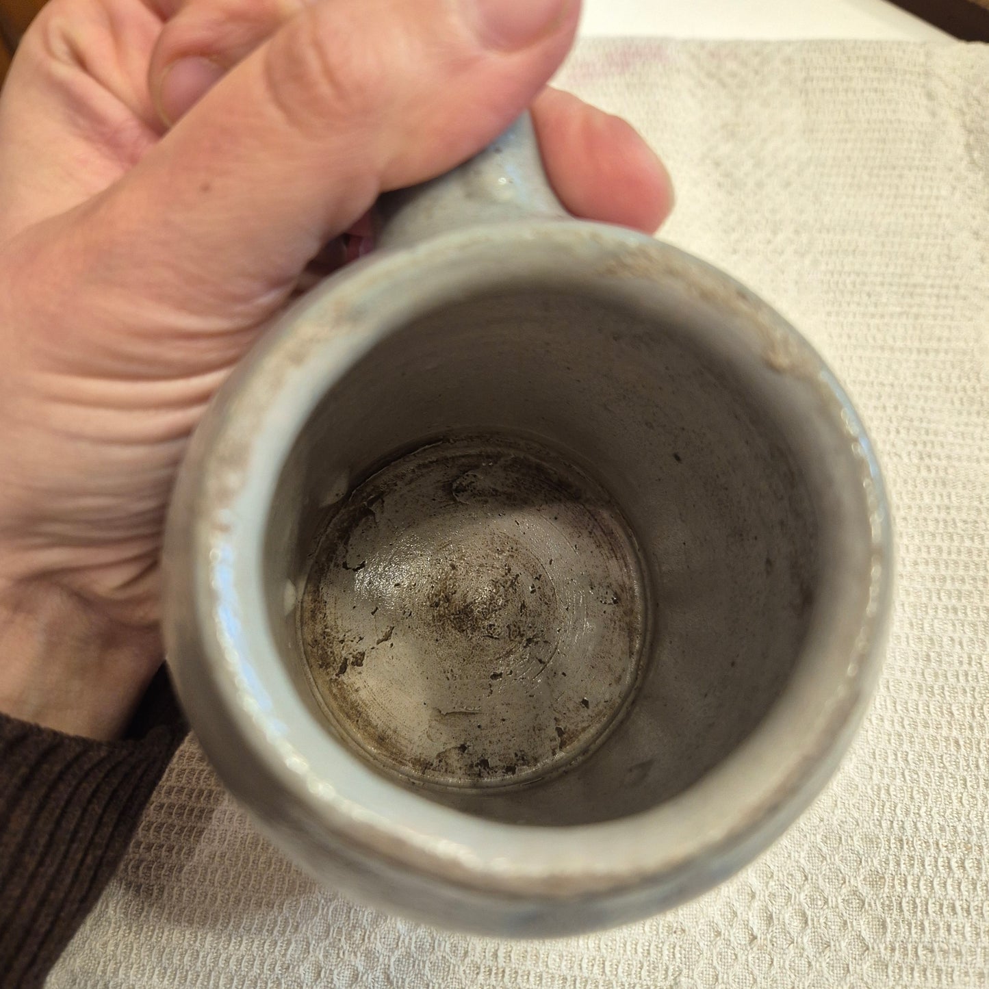 Vintage Keramik Bierkrug Steingut Grau blau Geschenk