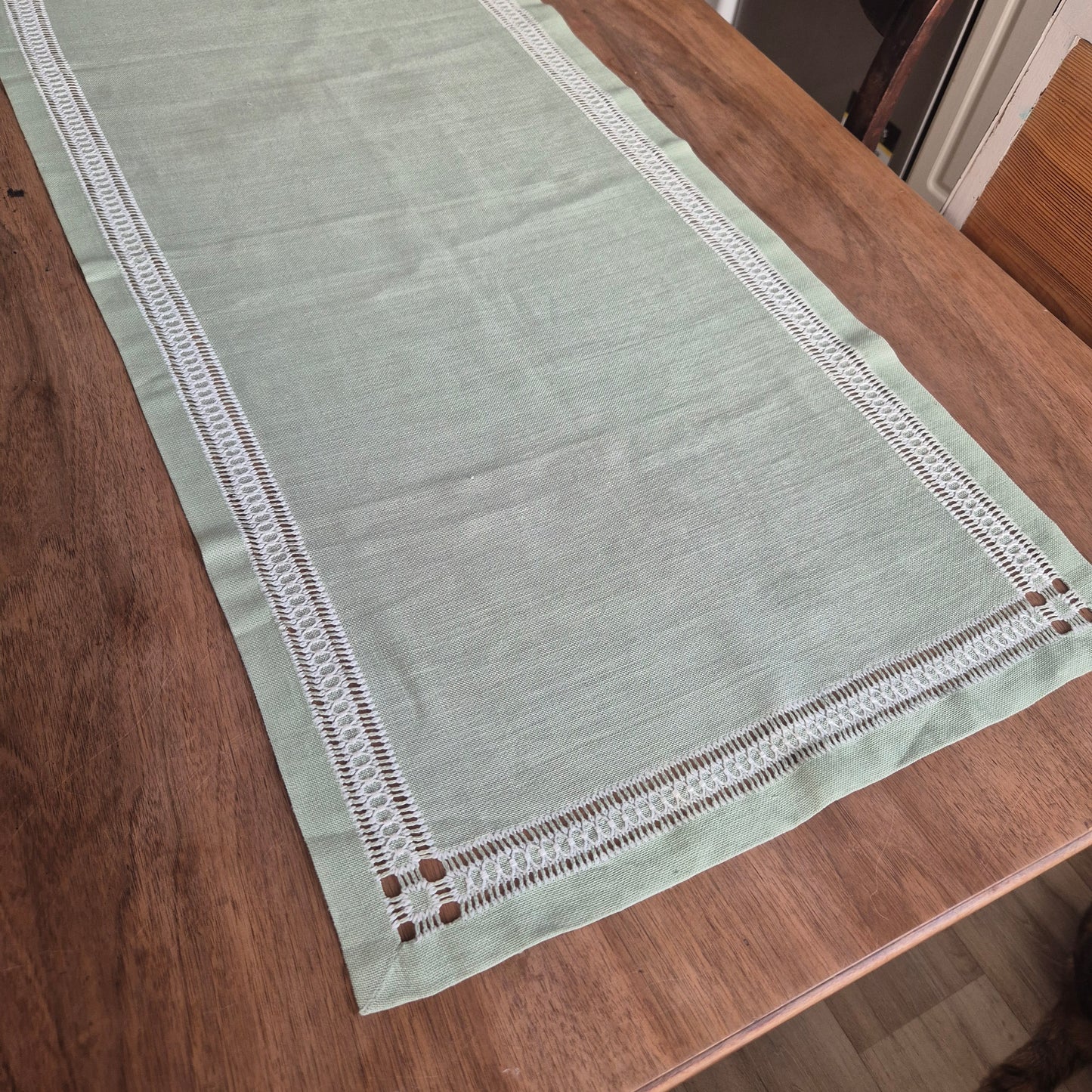 Antike Handgemachte Baumwolle Tischläufer Mintgrün 50x105cm