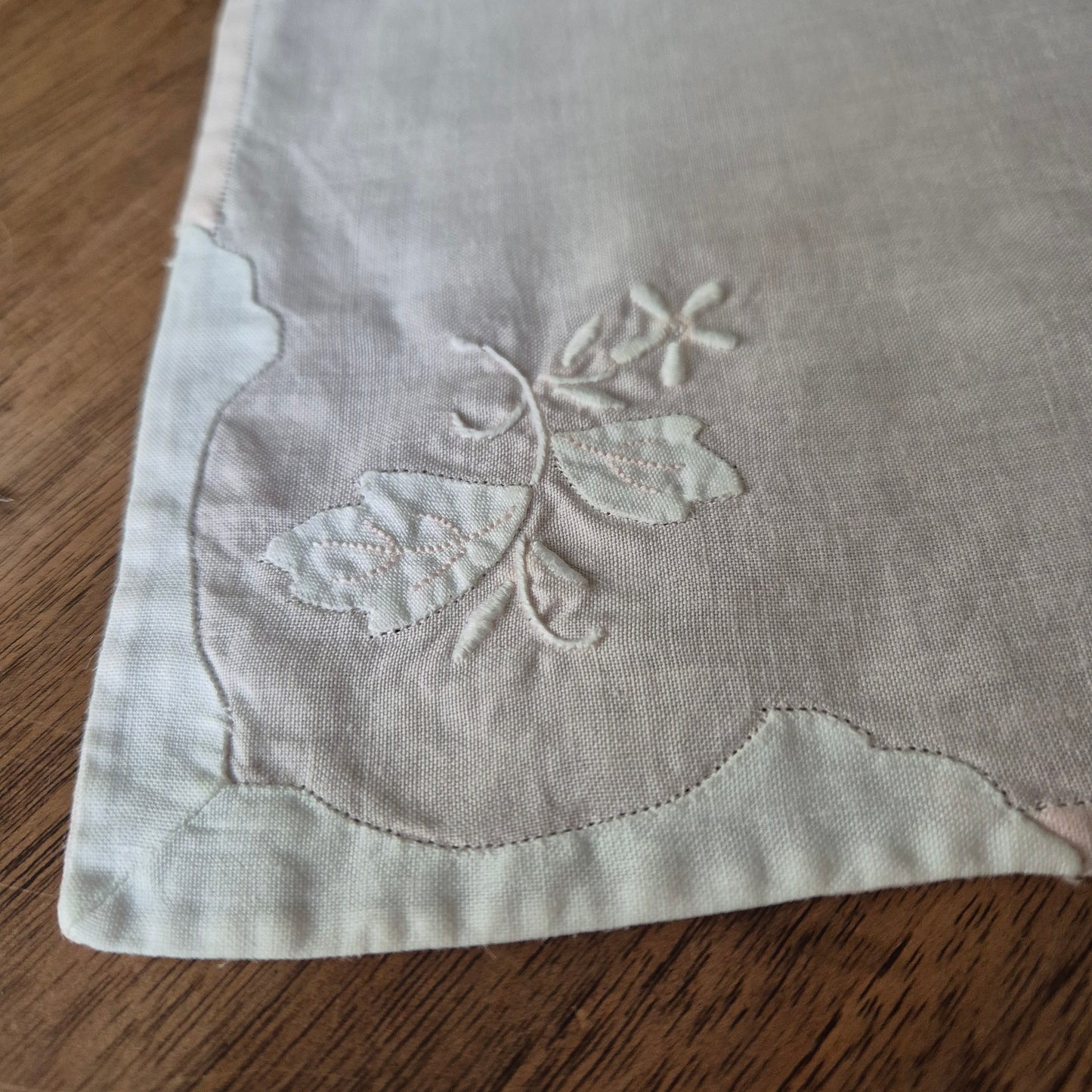 Vintage Baumwolle Serviette rosa weiß 43x43cm