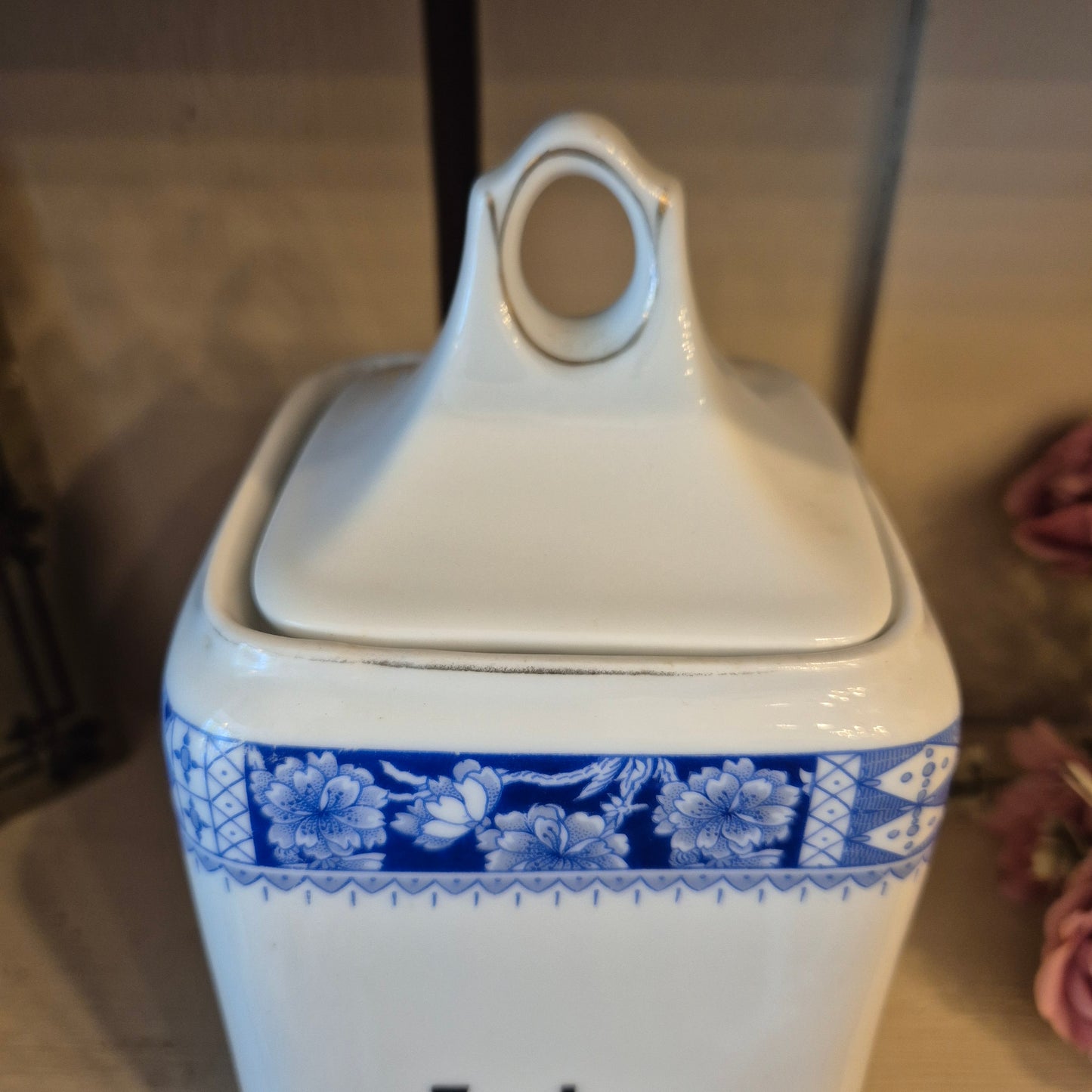 Jugendstil Vorratsdosen Weiß Blau Zucker Schwarzenberg Germany