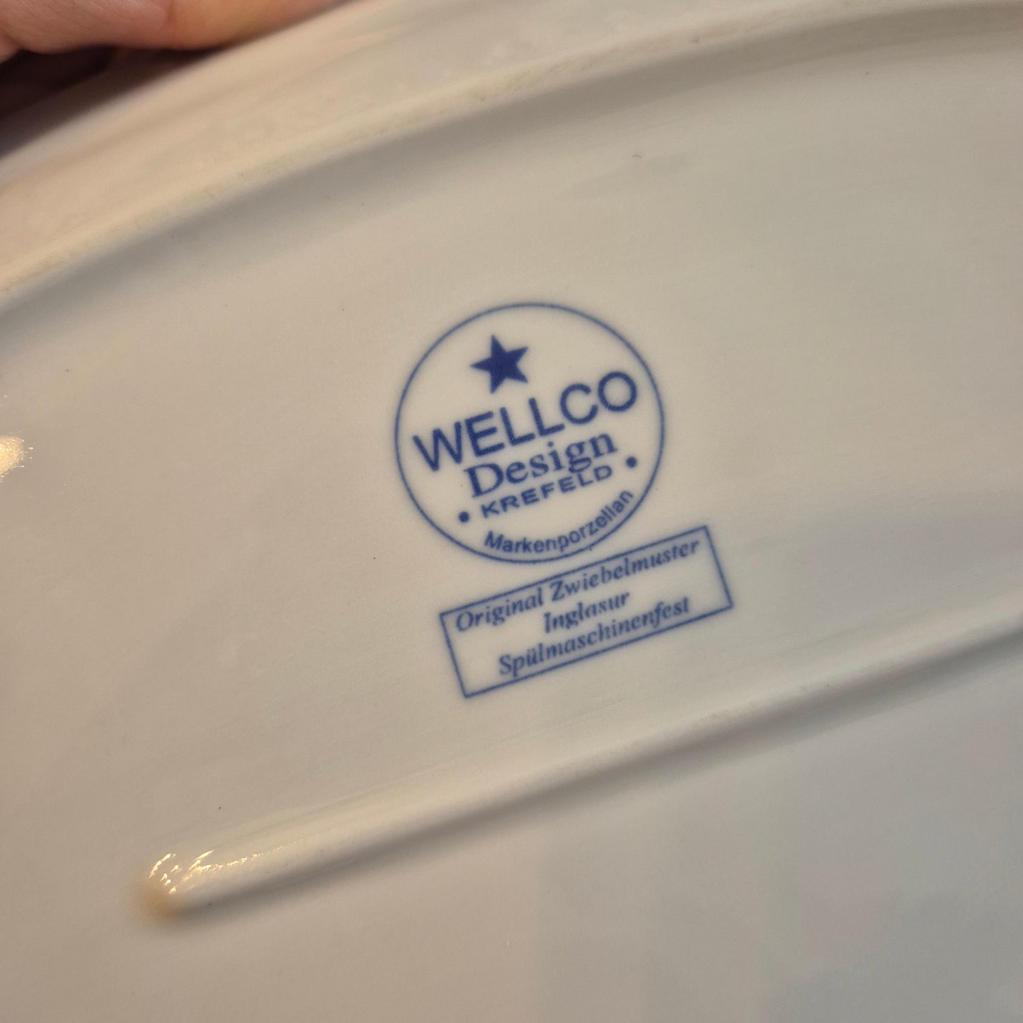 Wellco Design Porzellan Zwiebelmuster Servierplatte Teller blau weiß