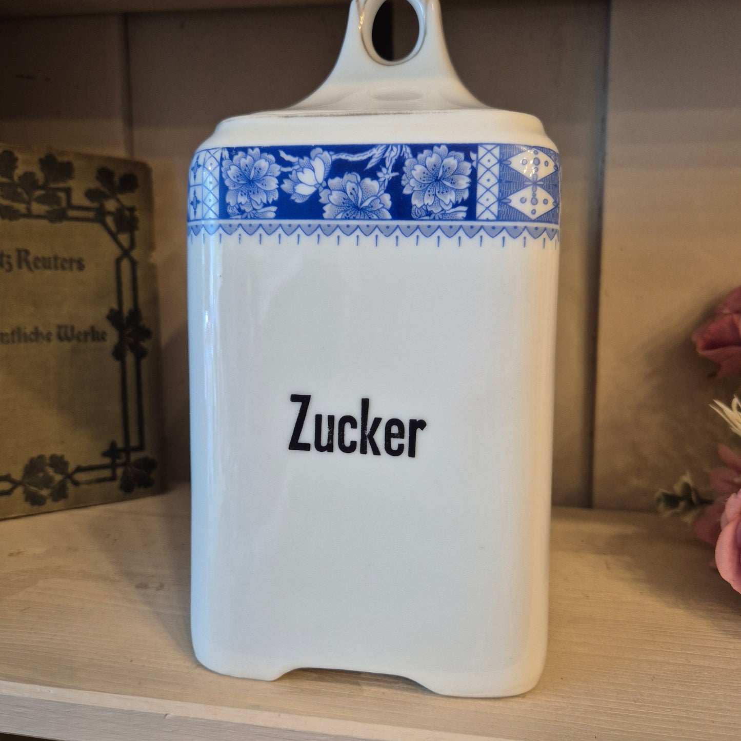 Jugendstil Vorratsdosen Weiß Blau Zucker Schwarzenberg Germany