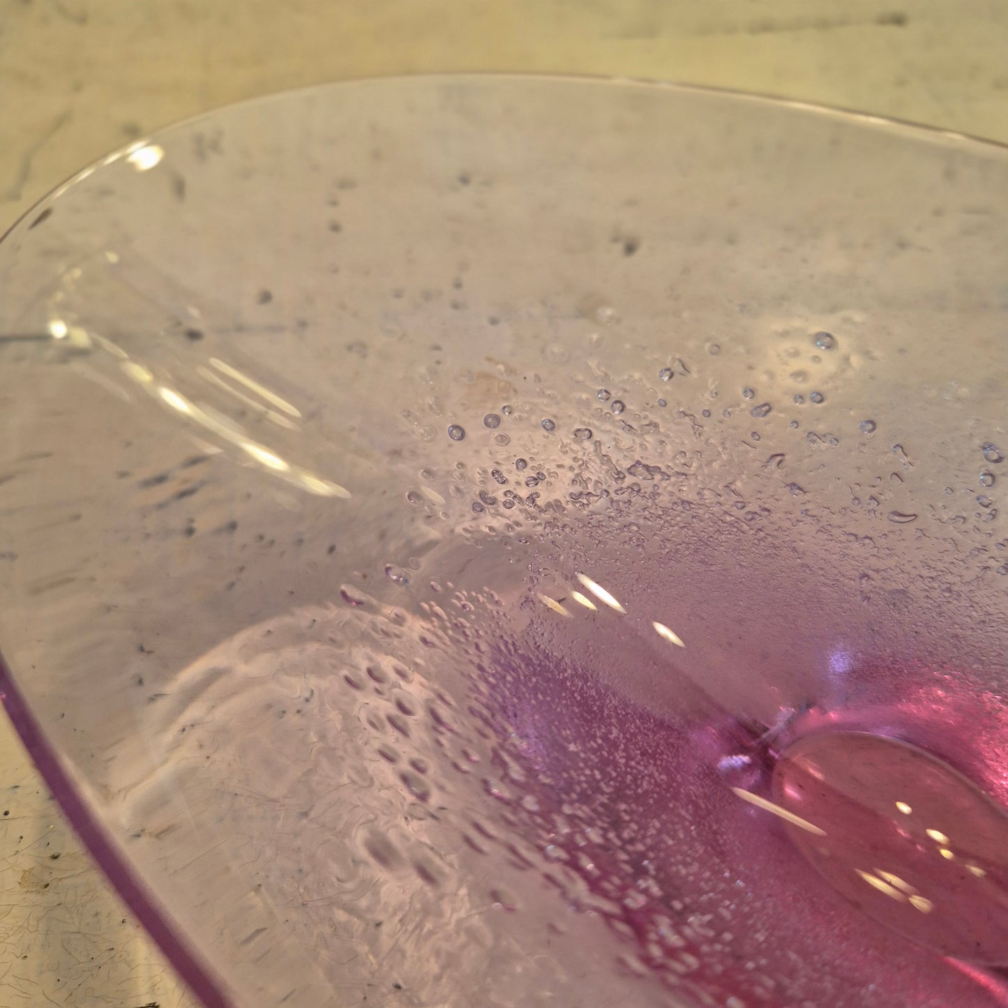 Mid-Century Space Age Glas Schale Kunstglas Vintage Rosa