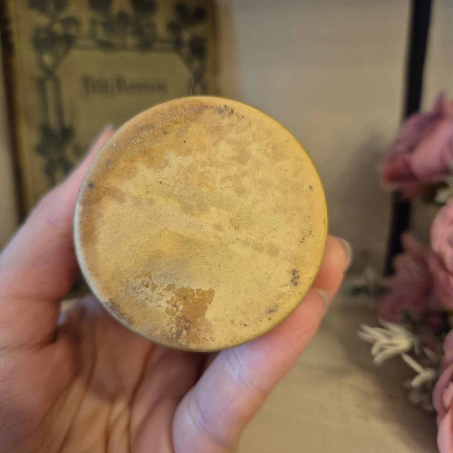 Vintage Leinöl Kamow Mühle Keramik kleines Fläschen mit Stopfen