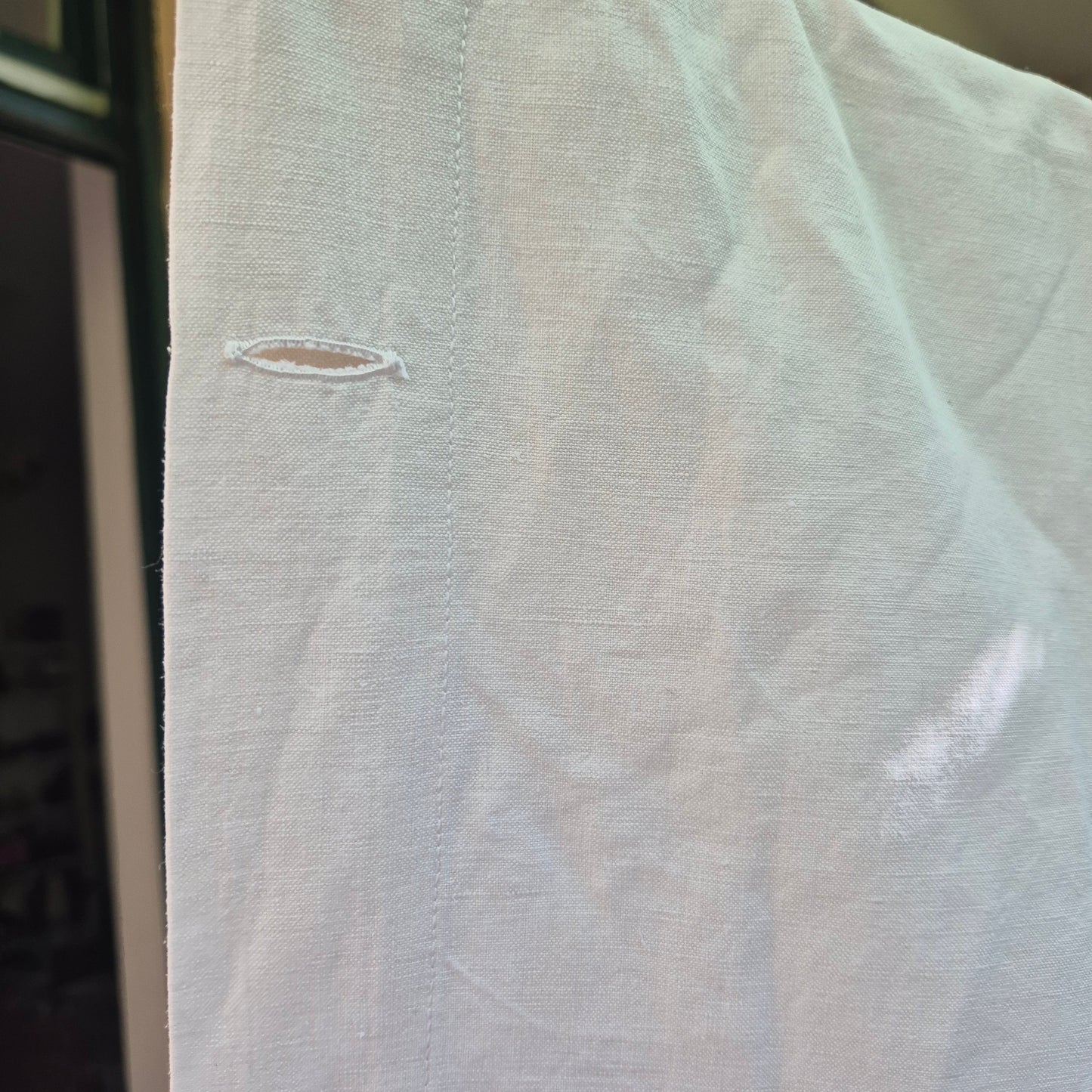 Antikes Bettlaken/Bettüberwurf Baumwolle mit Monogramm M.S. 150x235cm weiß