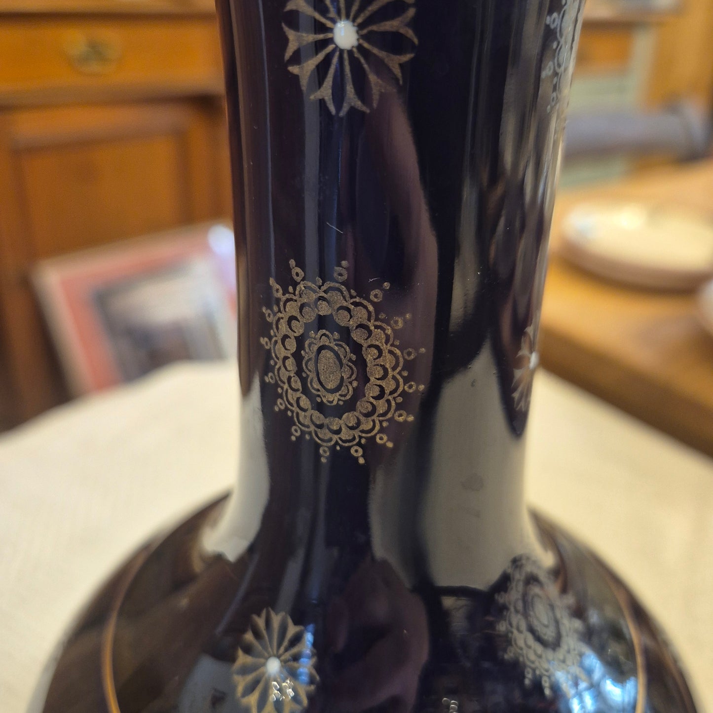 Antike Volkstedt Porzellan Vase Echt Kobalt Blau gold handbemalt