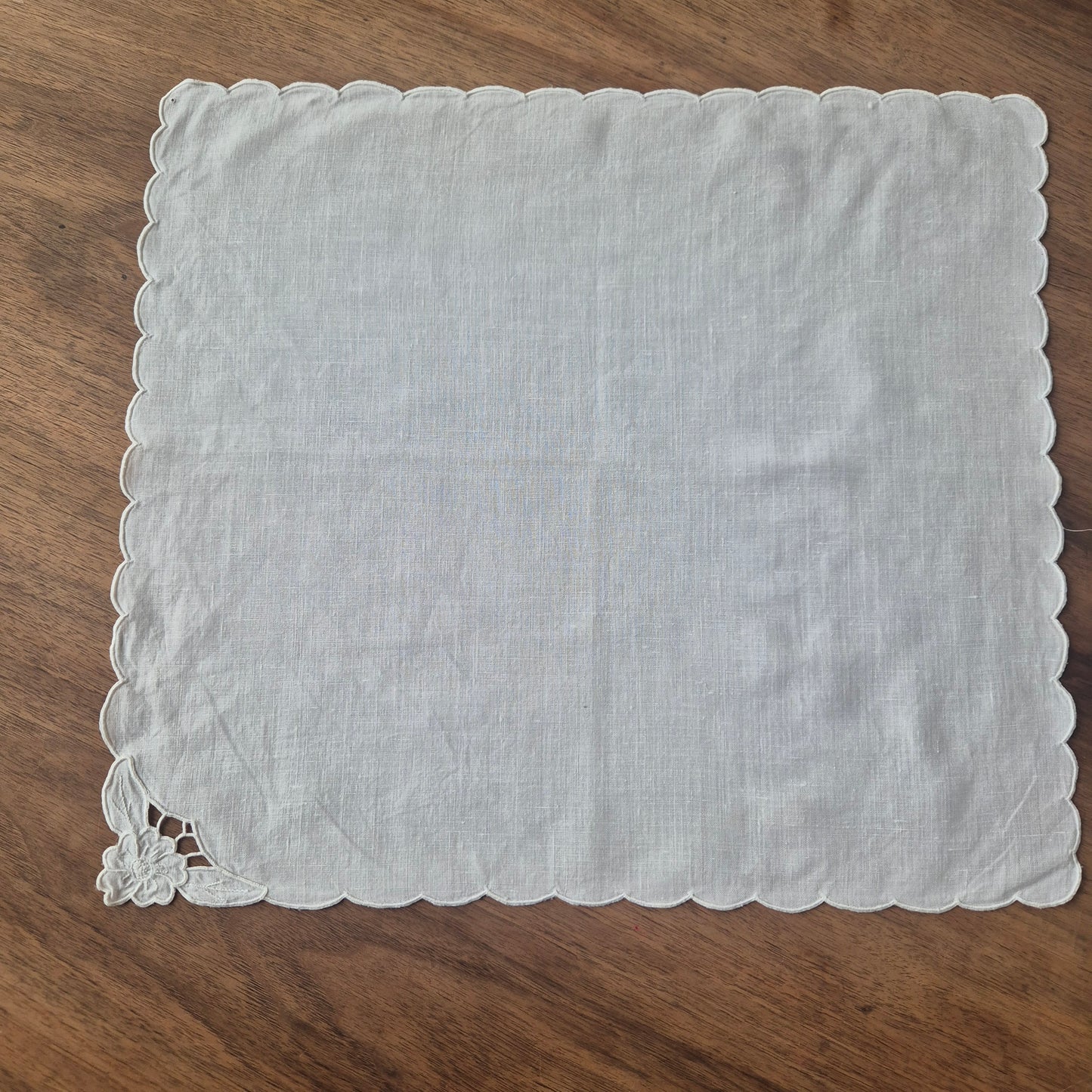 Antike Jugendstil Serviette/Mitteldecke weiß 44x40cm Baumwolle
