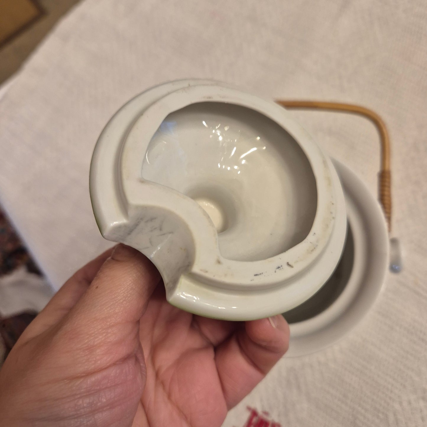 Vintage Marmeladenglas Porzellan mit Henkel Retro