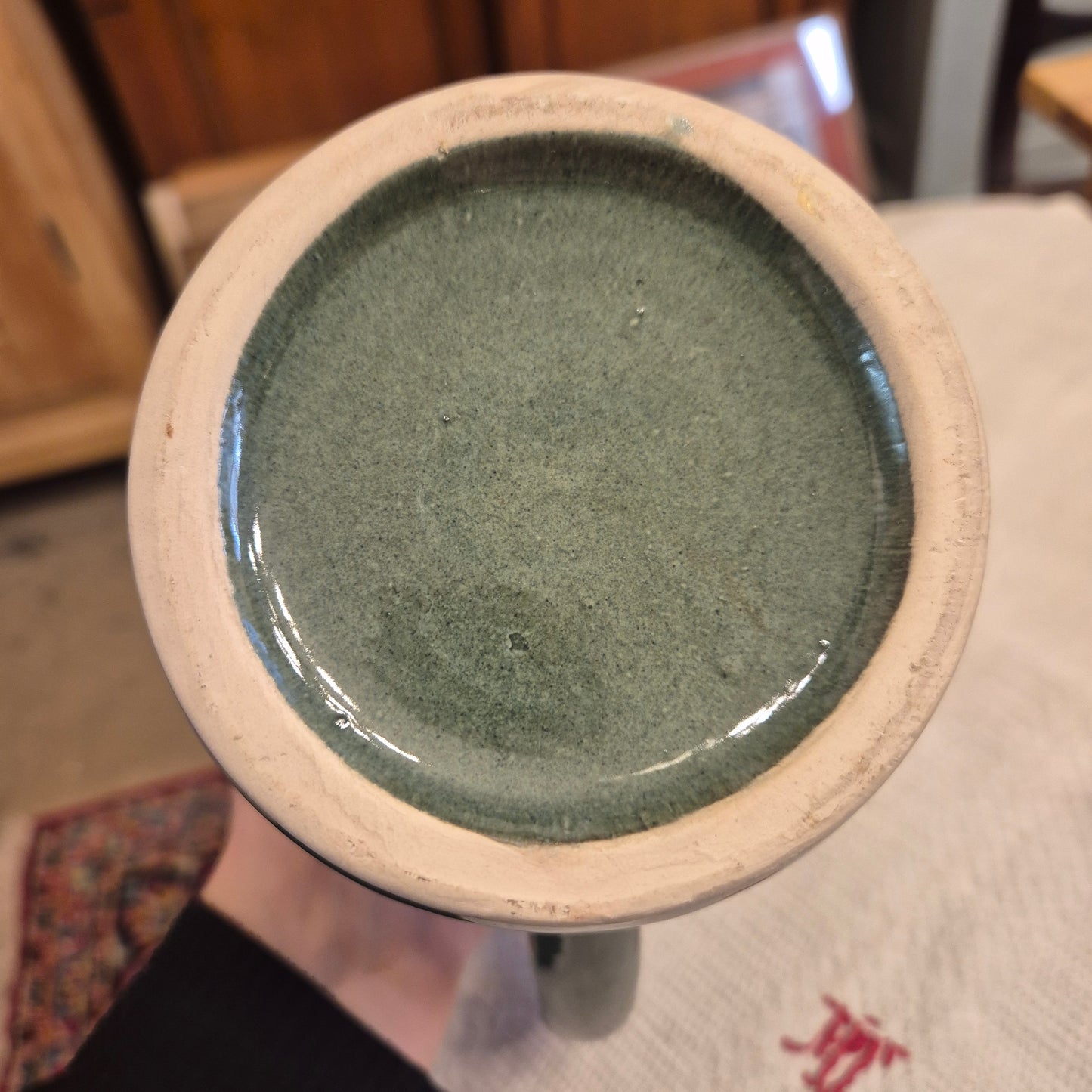 Vintage Keramik Bierkrug Grün Geschenk oder auch als Vase