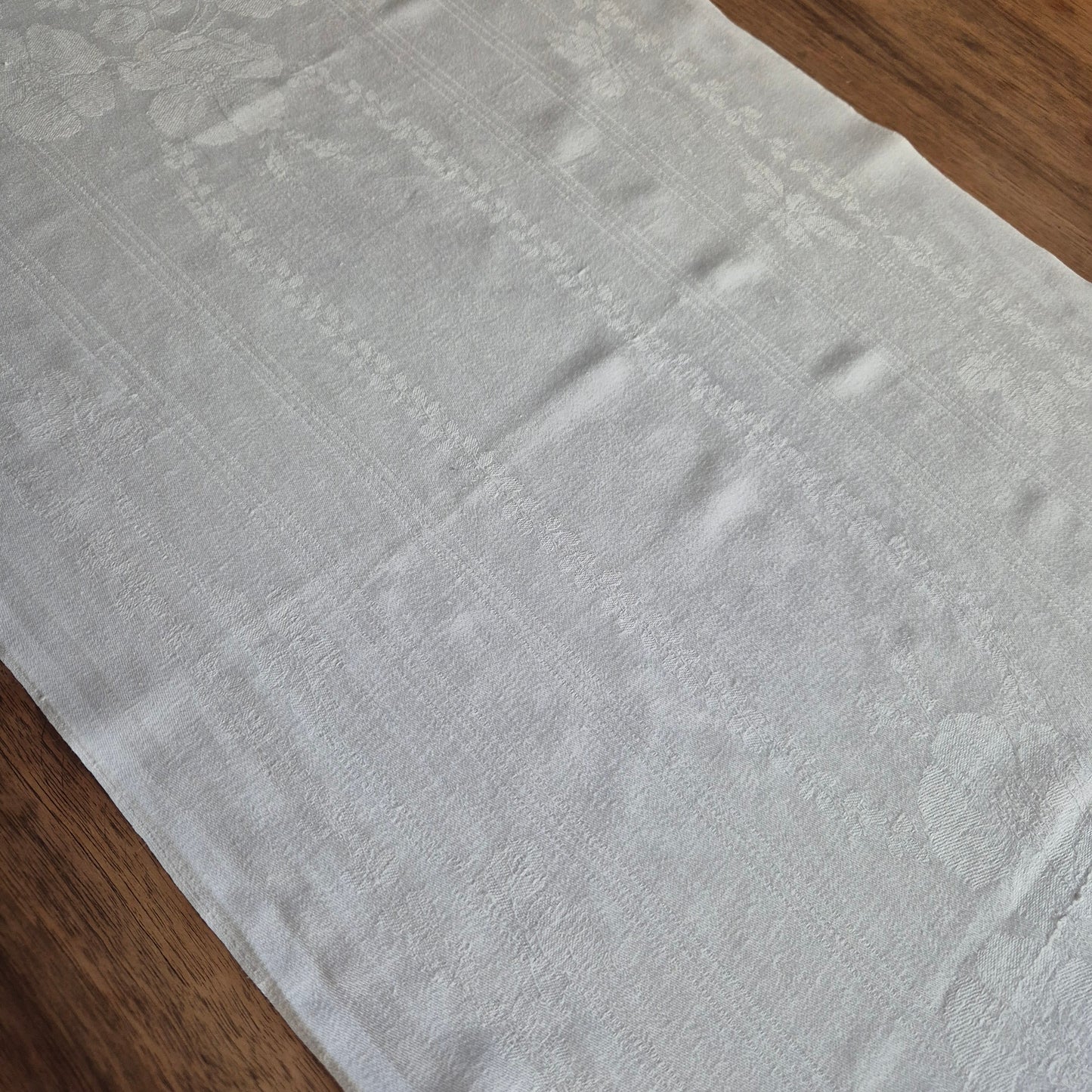Antikes Jugendstil Küchen-&Geschirrtuch Damast Baumwolle weiß 45x95cm