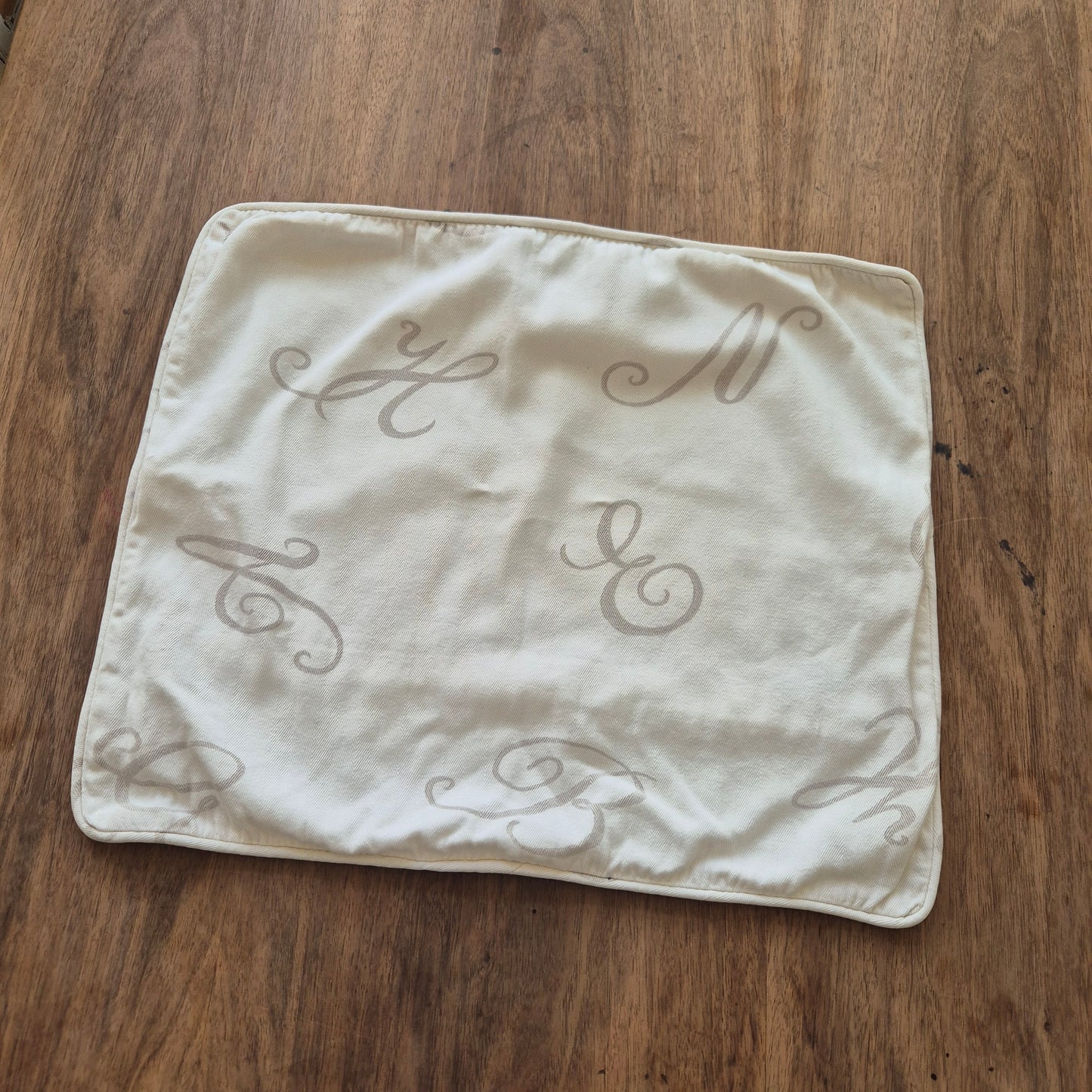 Vintage Kissenbezug Kissenhülle klein 45x50cm Strauss 1902 Baumwolle creme grau