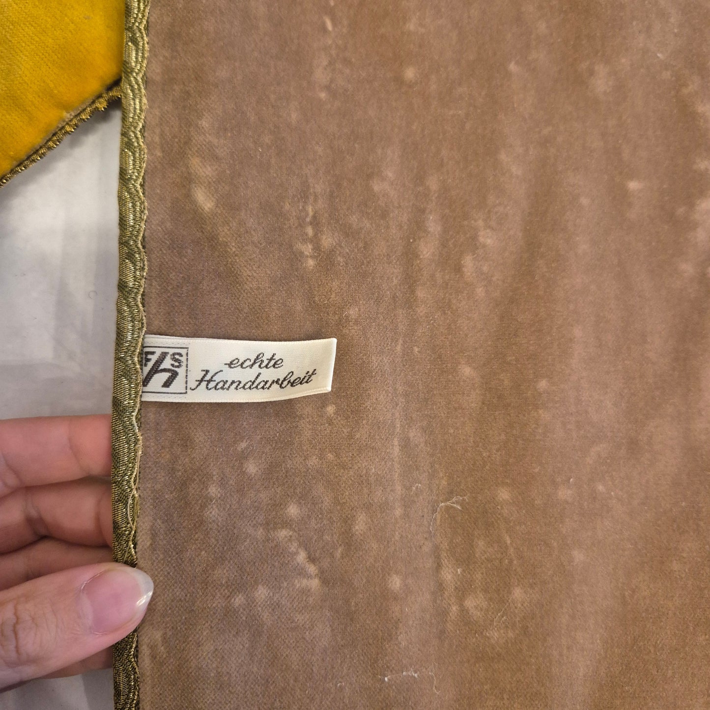 Wandbehang im Gobelin Stil echte Handarbeit & Glocke Türglöcke Tapisserie Bildwirkerei Vintage 60er Jahre