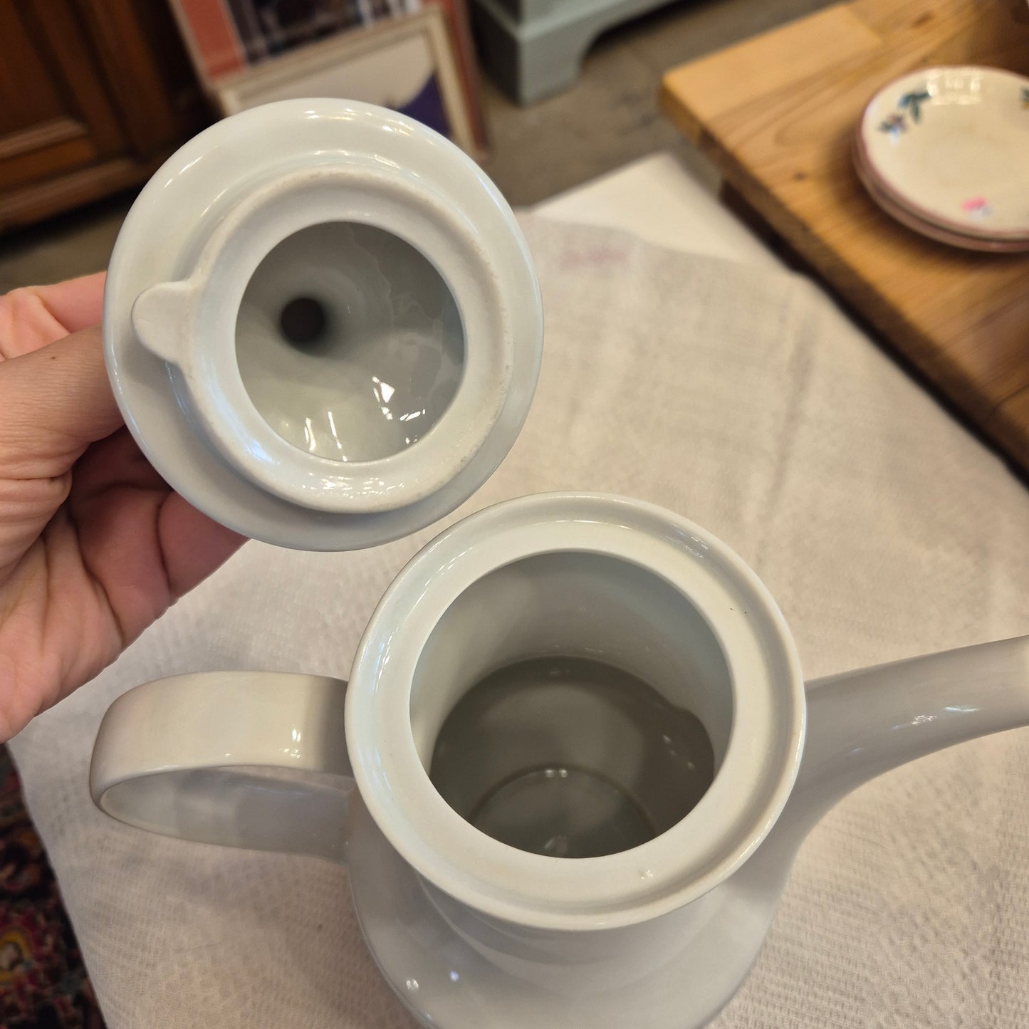 Vintage Kahla Zwiebelmuster Tee Kaffeekanne Kanne Vintage blau weiß