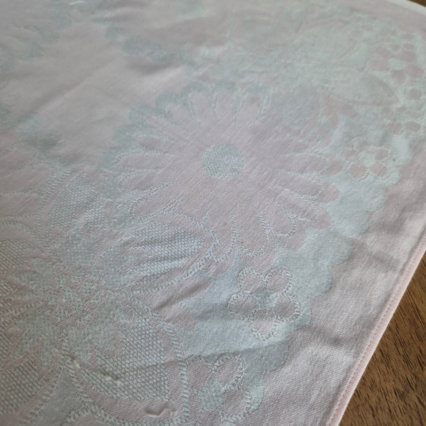 Vintage Rosa weiß Damast Baumwolle Serviette 45x47cm